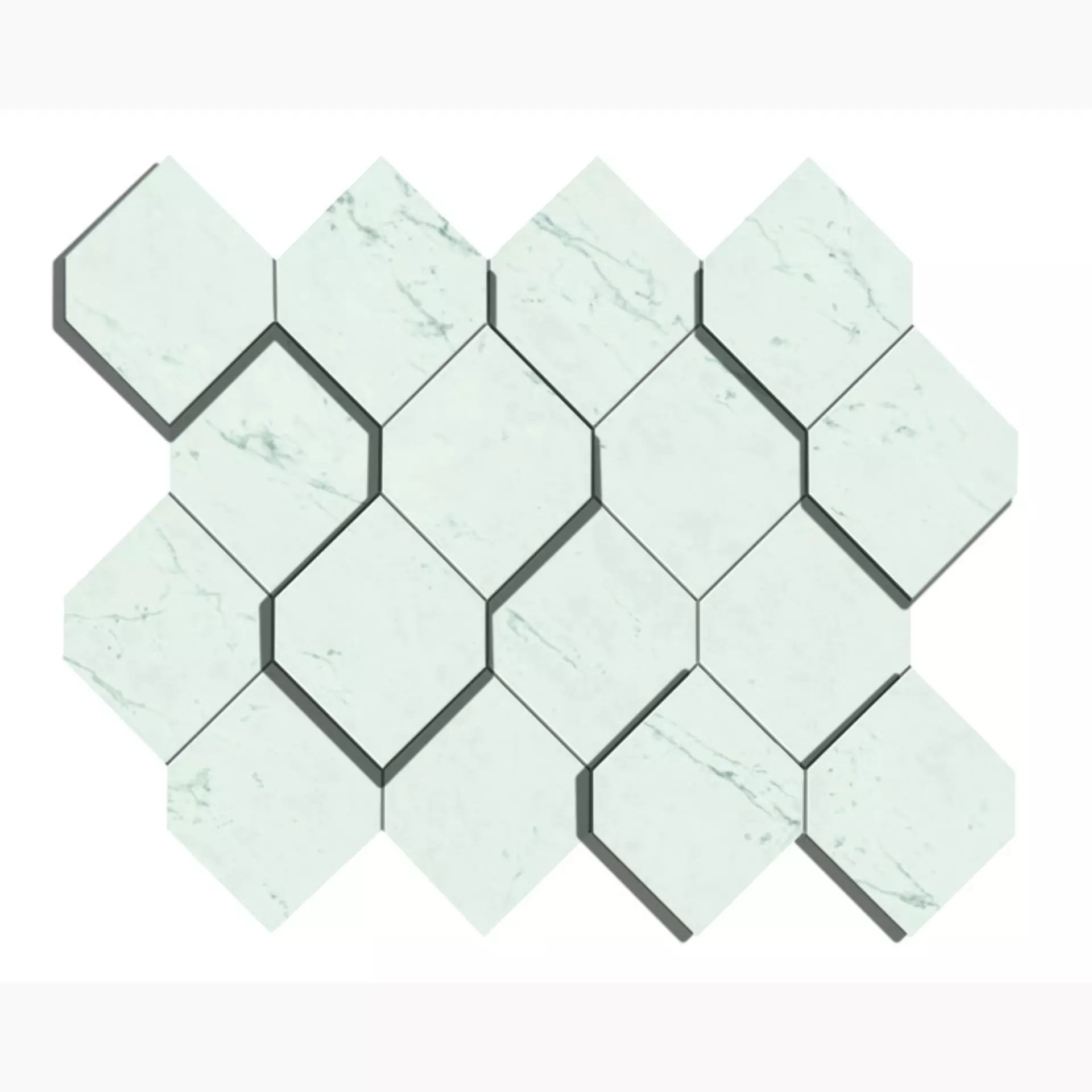 Atlasconcorde Marvel Stone Carrara Pure Lappato Mosaic Hexagon 3D AS4A 28,2x35,3cm rectified
