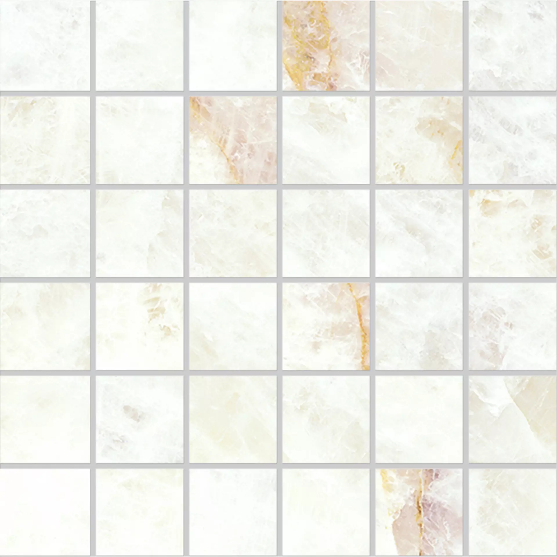 Emilceramica Tele Di Marmo Precious Crystal White Silktech Mosaic 5x5 ELV7 30x30cm 9,5mm