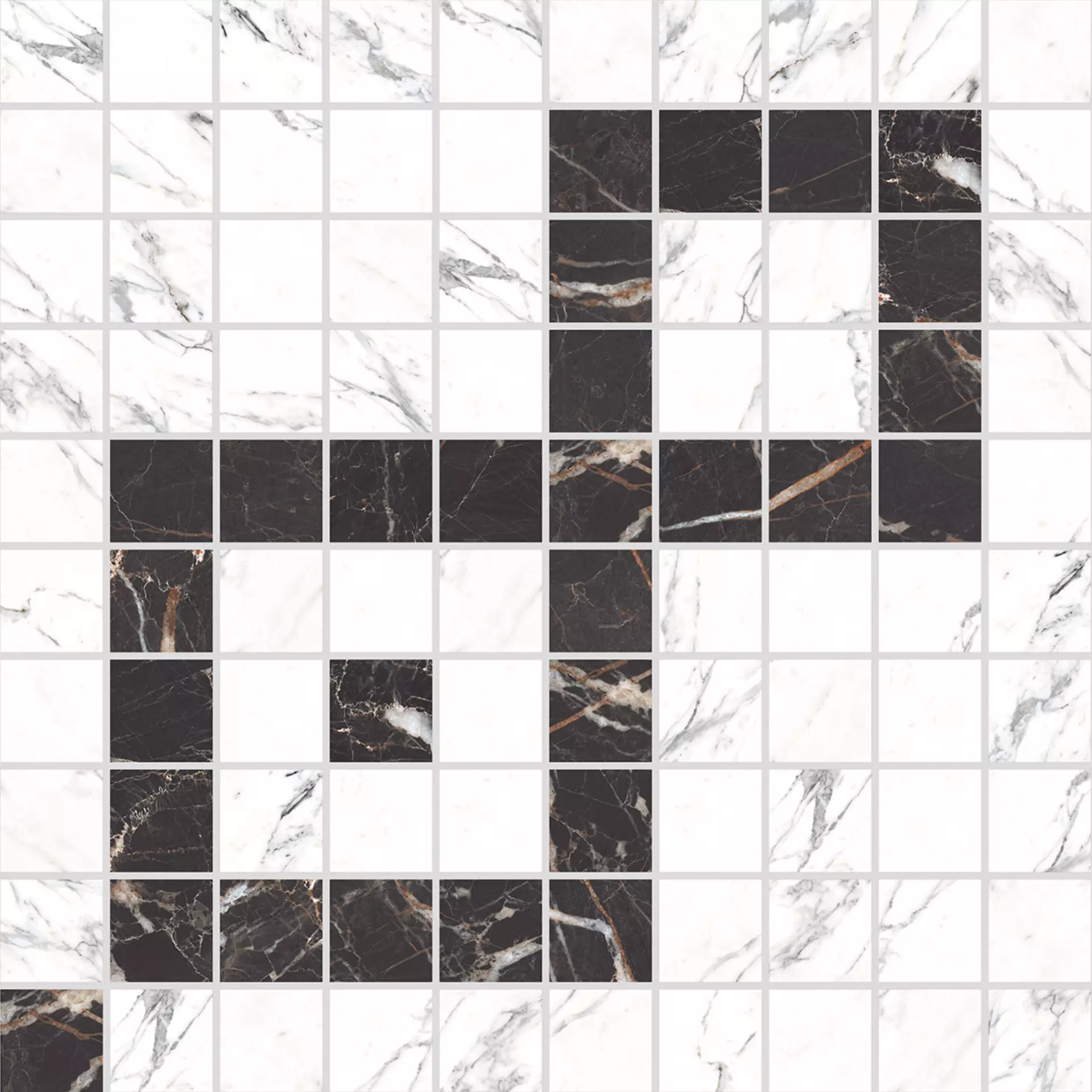 Rondine Canova Black & White Lappato Mosaic 01 J88566 30x30cm 8,5mm