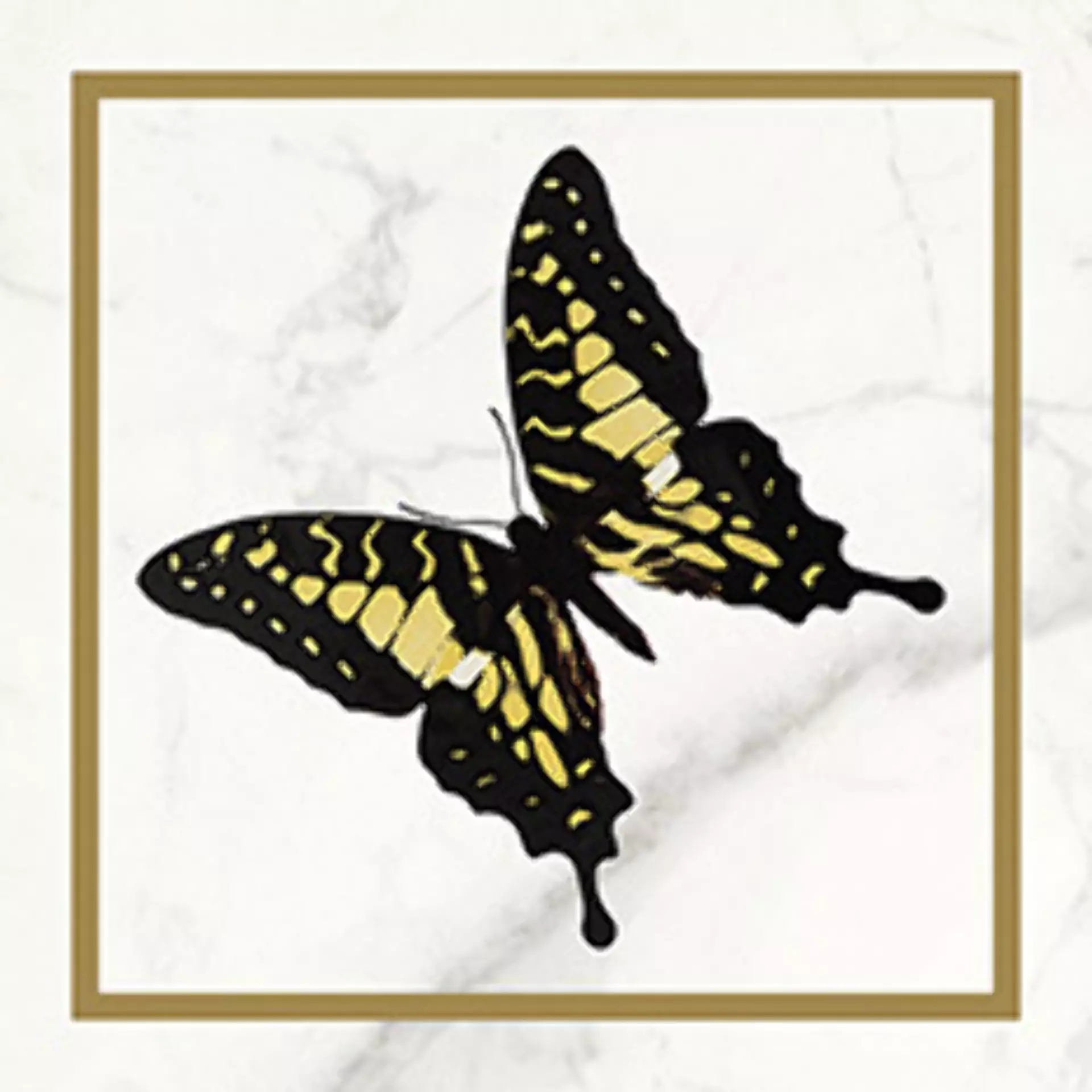 Wandfliese Villeroy & Boch Victorian White - Gold Glossy White - Gold 1222-MK0F glaenzend 20x20cm Dekor Butterfly 45 rektifiziert 10mm
