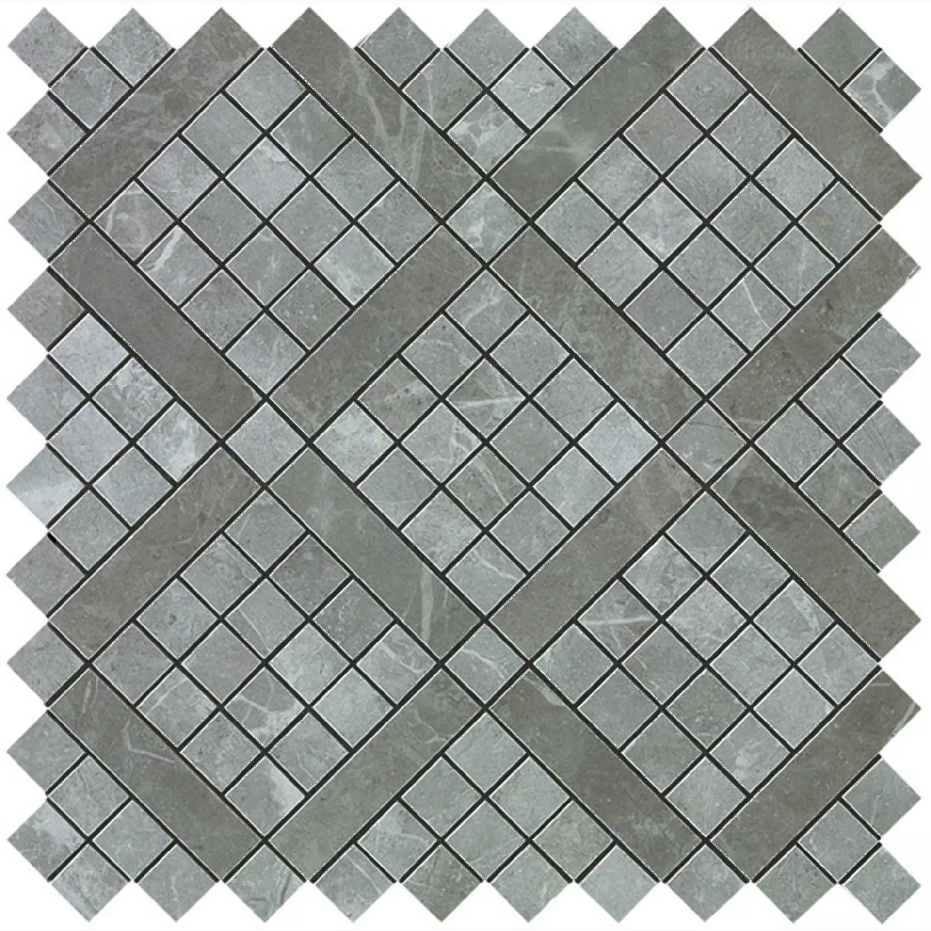 Atlasconcorde Marvel Pro Grey Fleury Lucido Mosaic Diagonal 9MVD 30,5x30,5cm rectified