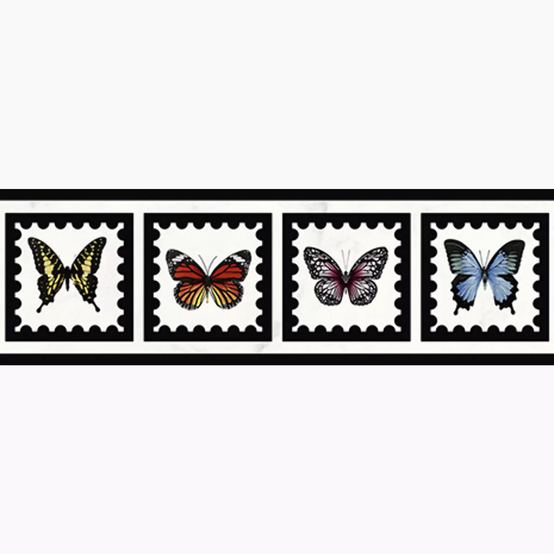 Villeroy & Boch Victorian White Glossy Border Butterfly 1427-MKB2 12,5x40cm rectified 10mm