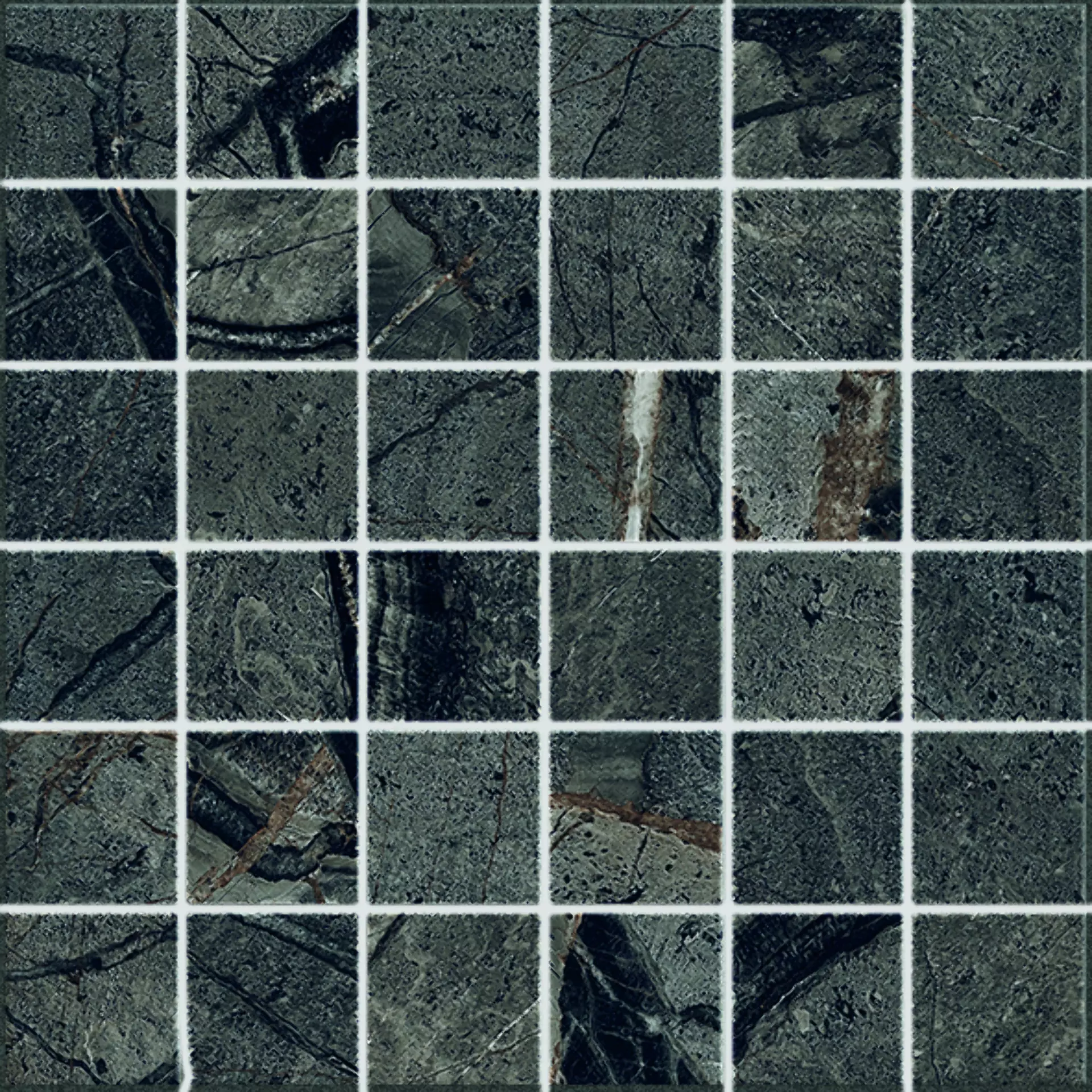 Bodenfliese,Wandfliese Cercom Amaranto Black Naturale Black 1077186 natur 30x30cm Mosaik 5X5 rektifiziert