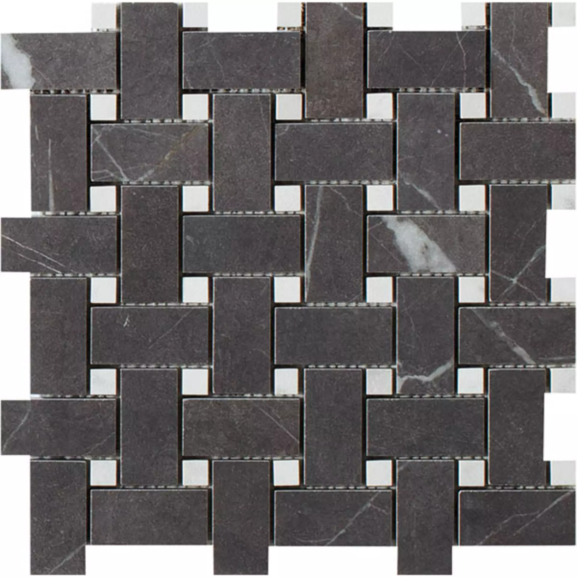 Italgraniti Lux Experience Pietra Grey Fade Mosaic Basketwave MW02MBWFA 30x30cm rectified