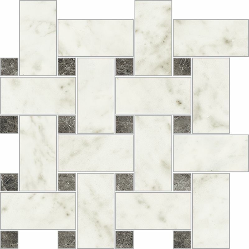 Novabell Imperial Michelangelo Bianco Carrara Levigato Bianco Carrara IMM887L geschliffen 30x30cm Mosaik Intreccio