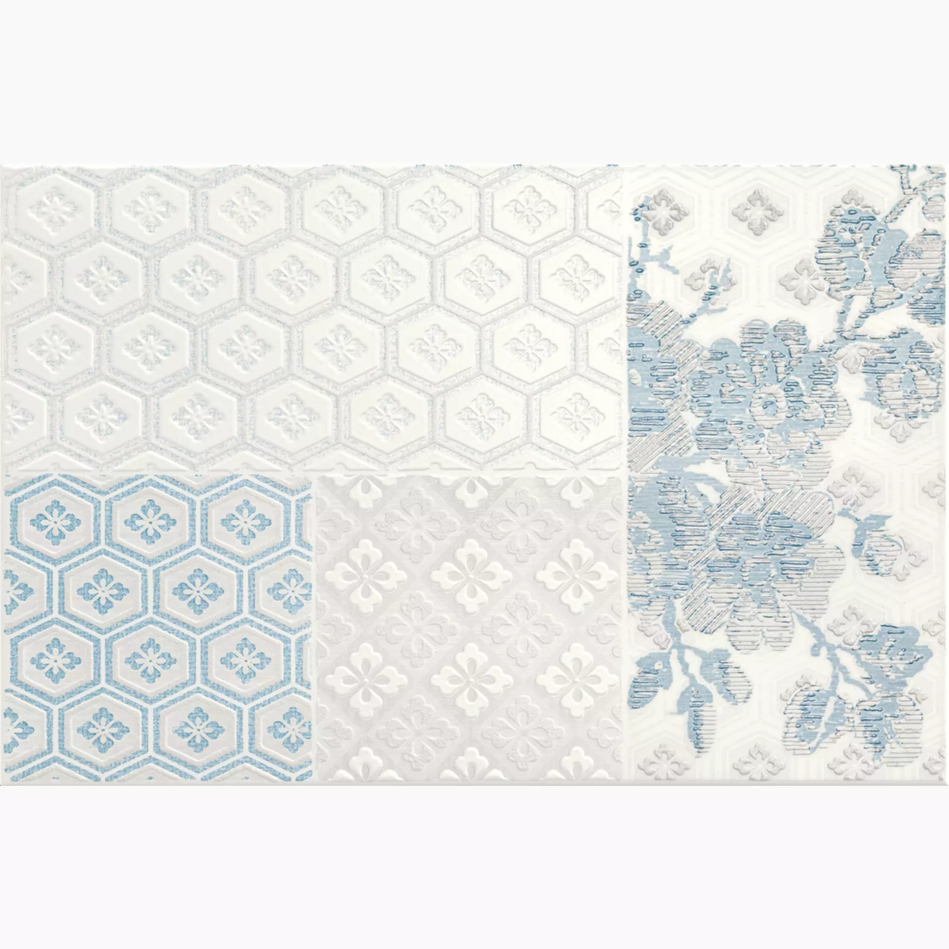 Ragno Energy Bianco – Perla – Indaco Glossy Dekor Kimono R12U 25x38cm 8,5mm