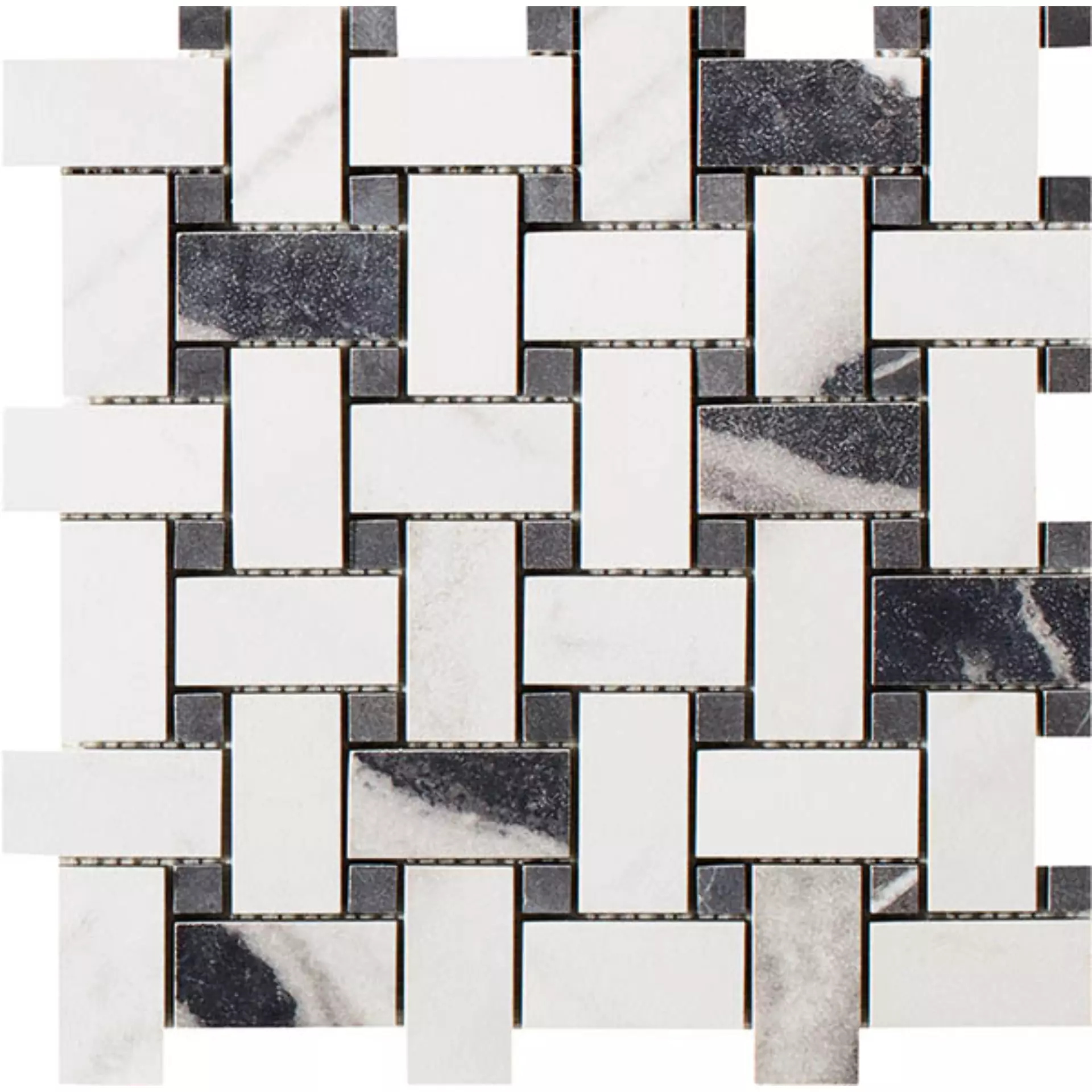 Italgraniti Lux Experience Panda White Fade Mosaic Basketwave MW06MBWFA 30x30cm rectified