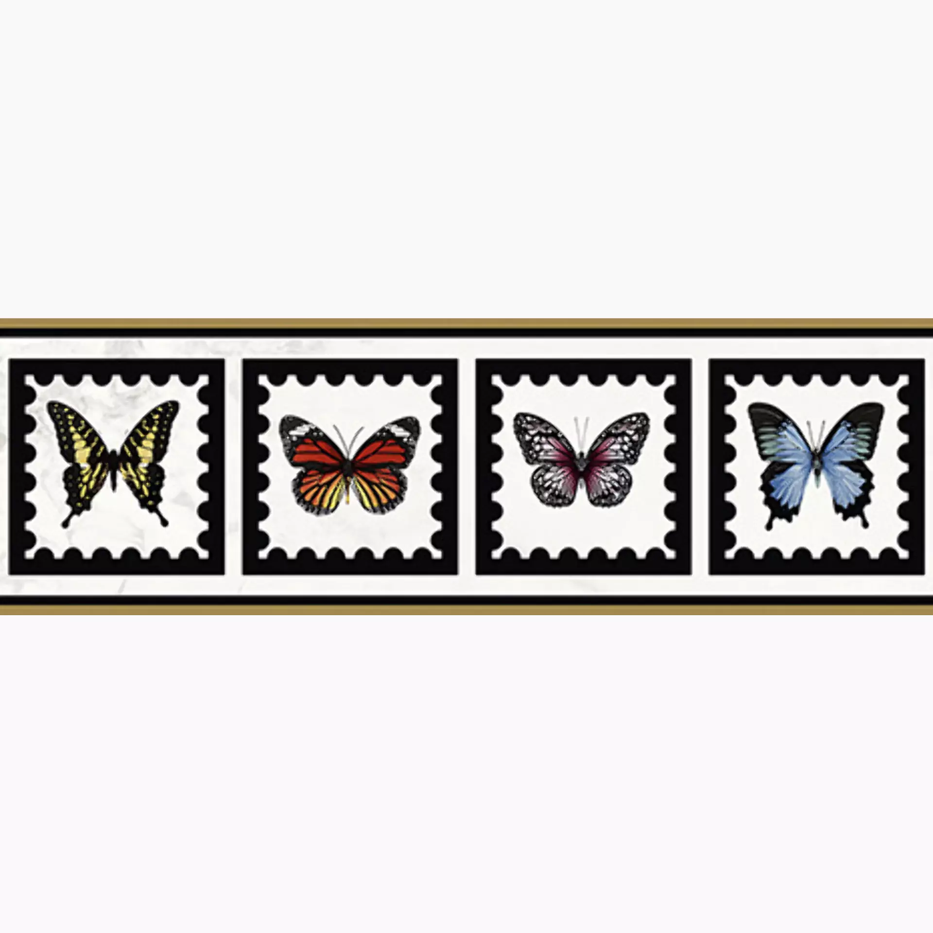 Villeroy & Boch Victorian Gold Glossy Border Butterfly 1427-MKB1 12,5x40cm rectified 10mm