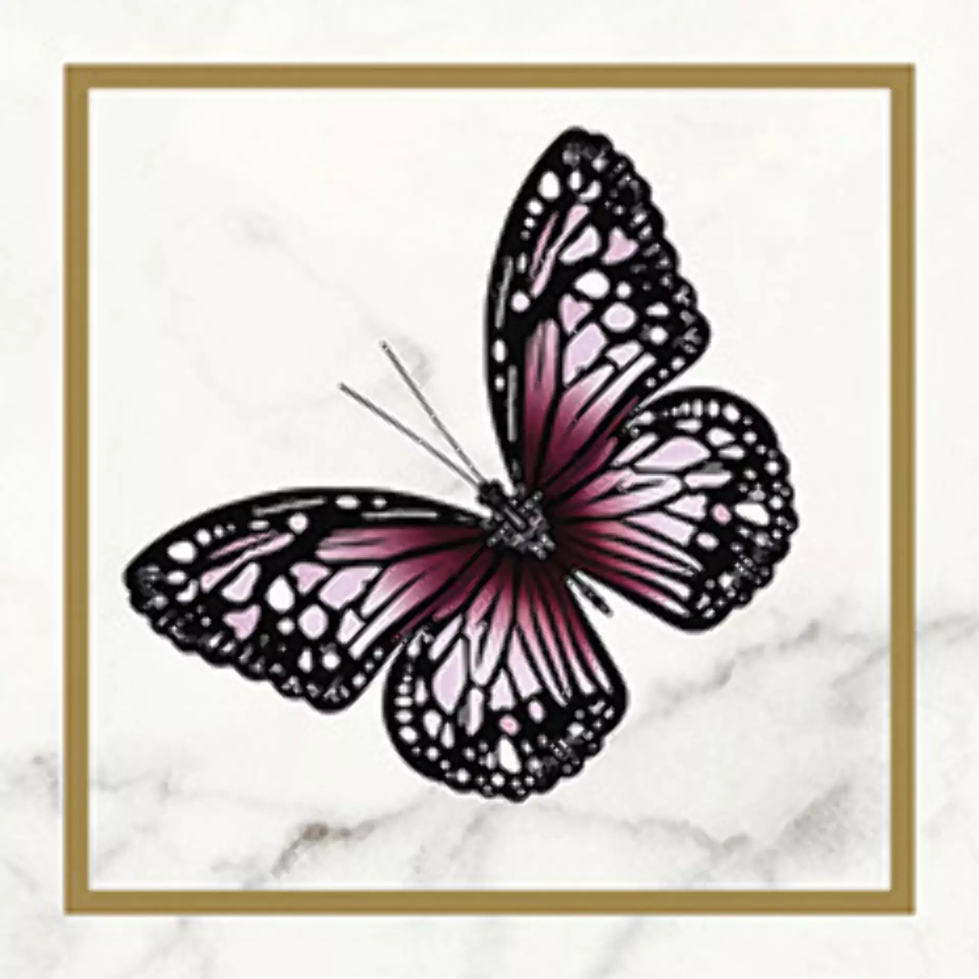 Villeroy & Boch Victorian White - Gold Glossy Decor Butterfly 45 1222-MK0F 20x20cm rectified 10mm