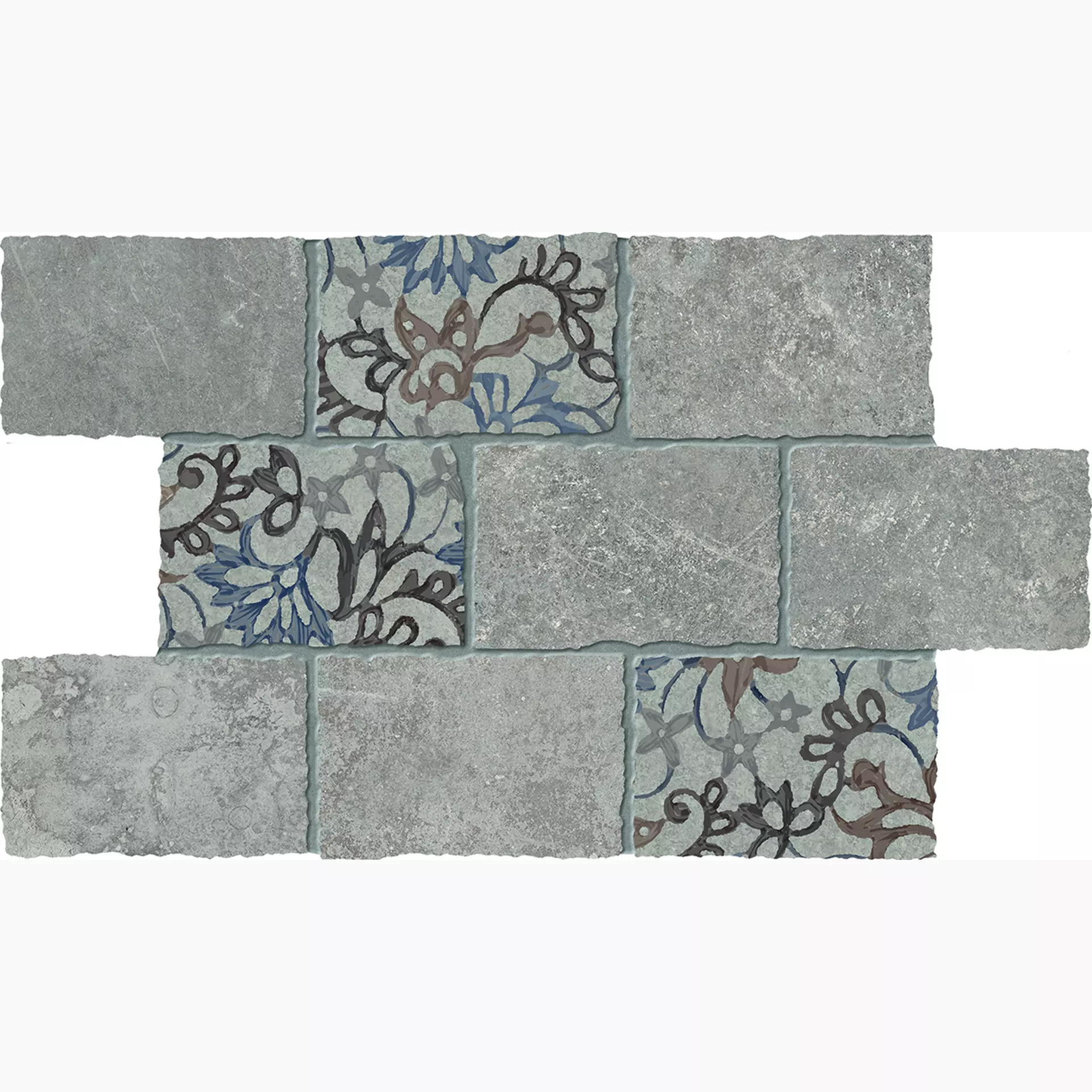 Viva Heritage Grey Naturale Mosaic Major Florita Deco EGTT 30x45cm 9,5mm
