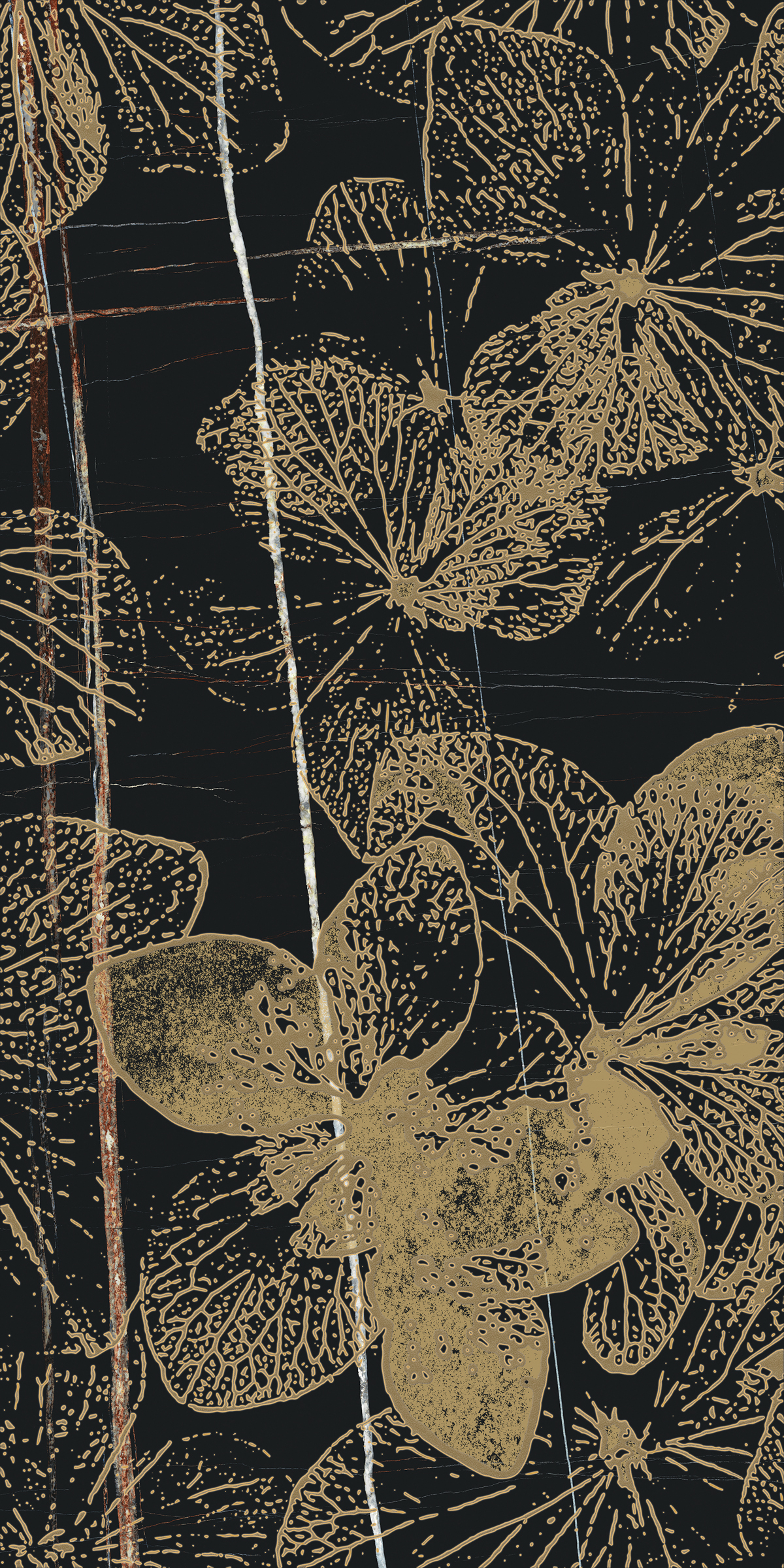 La Fabbrica Marmi Sahara Noir Lappato Decor Flower 135101 lappato 60x120cm 8,8mm