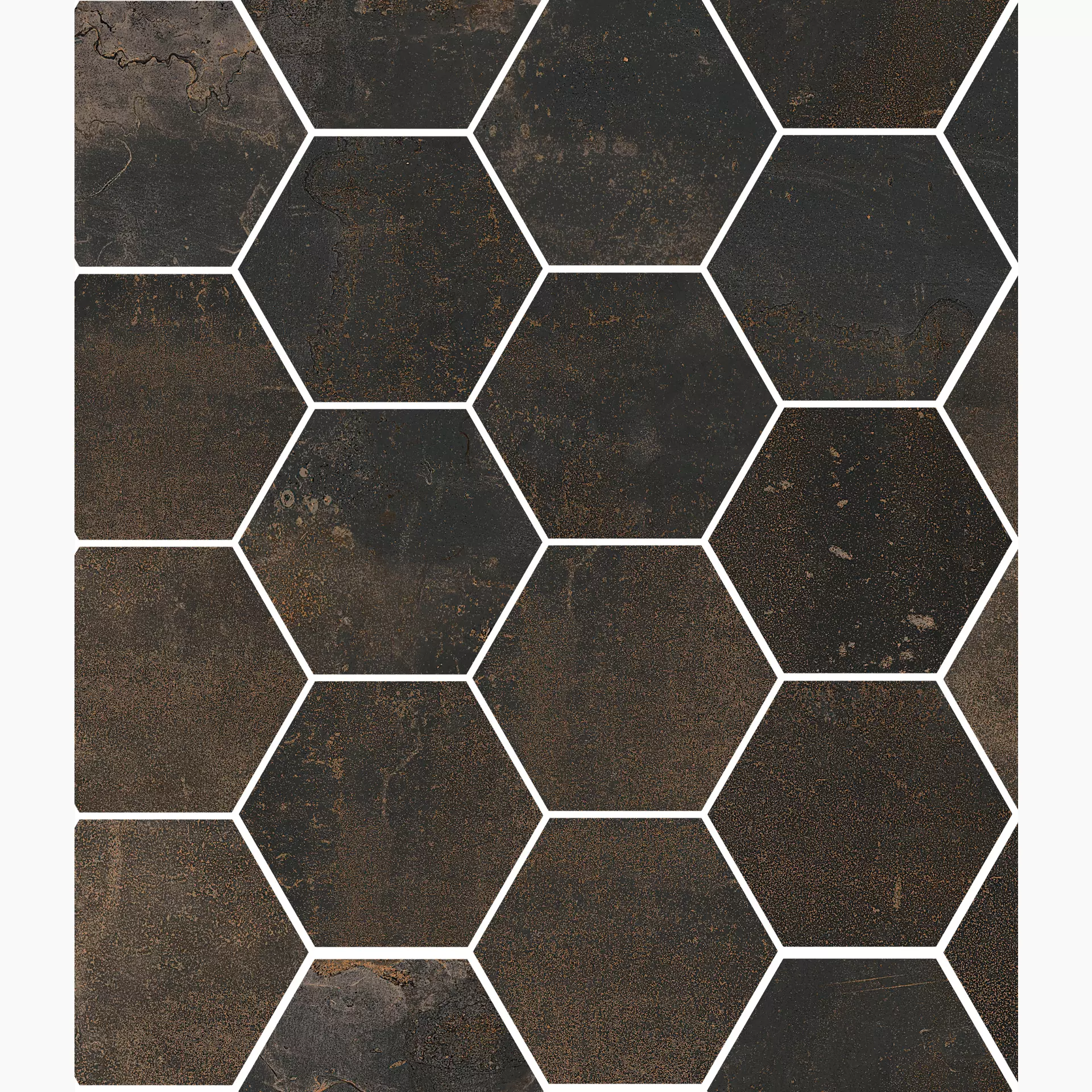 Sant Agostino Oxidart Black Natural Hexagon CSAHOXBL26 26x30cm rectified 10mm
