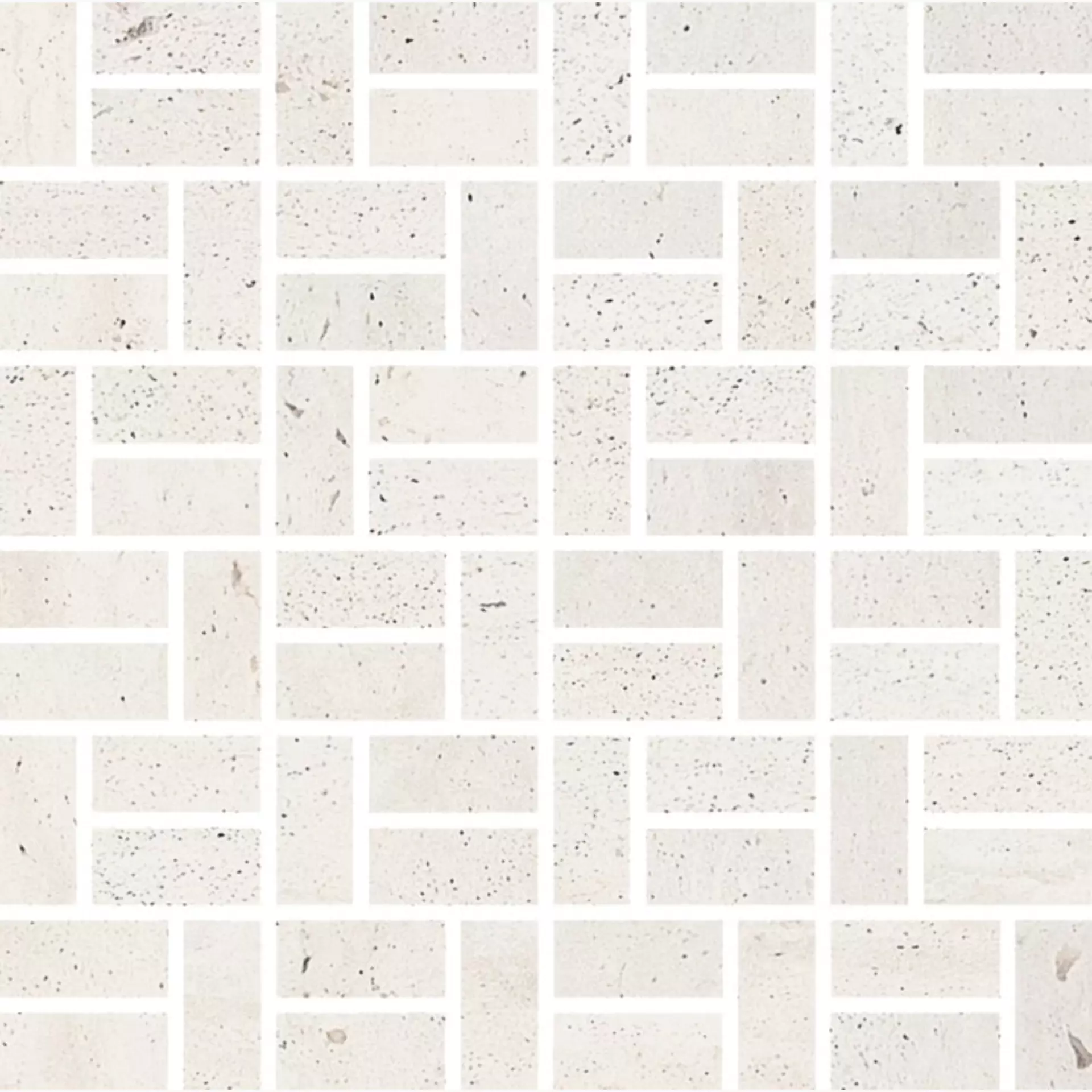 Coem Reverso2 White Patinato Mosaic Bricks 2x5 RV0MS3P 30x30cm rectified