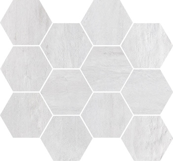Imola Creative Concrete Bianco Natural Strutturato Matt Mosaic Hexagon 139940 25x30cm rectified 10mm - MK.CREACON W