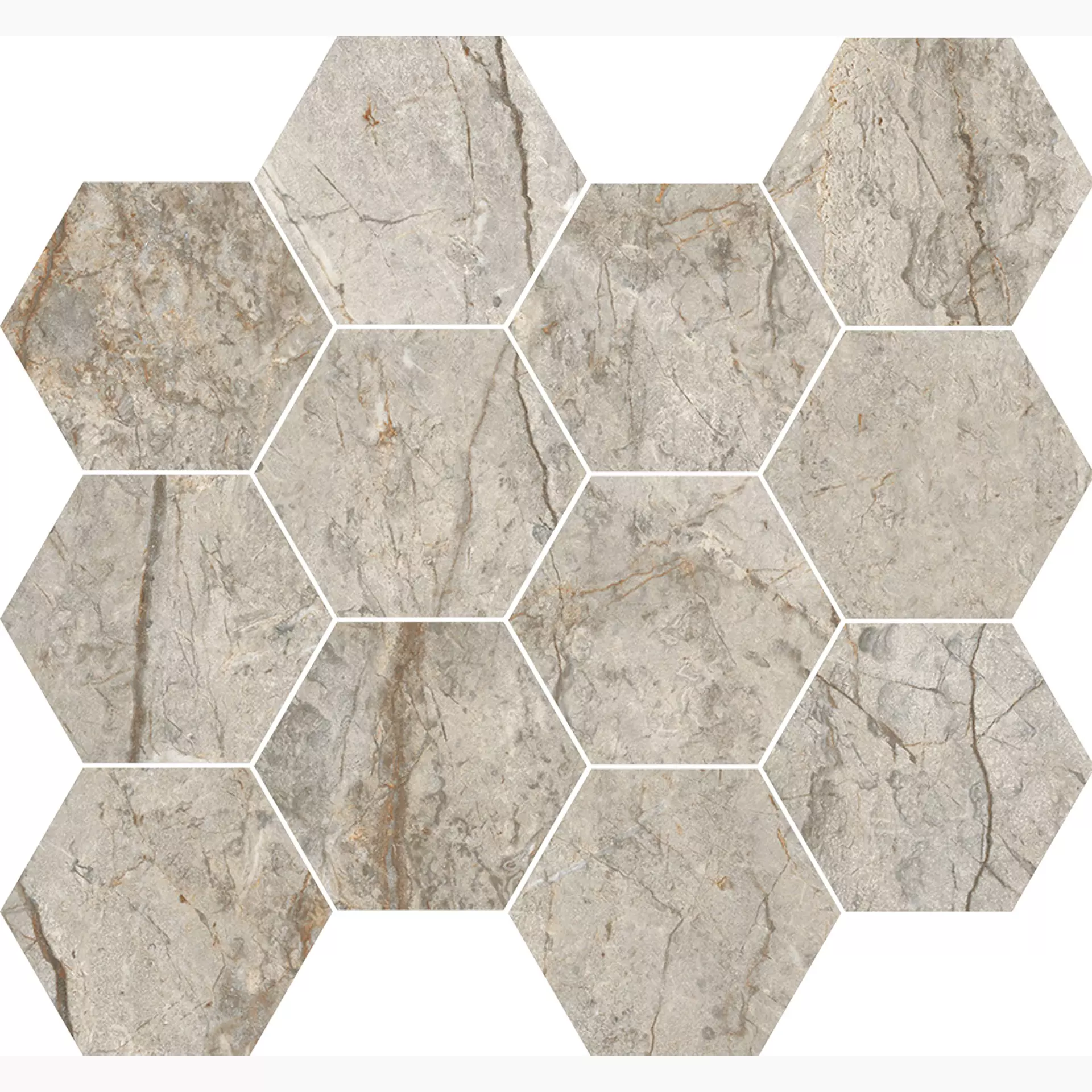 Rondine Canova Grey Naturale Mosaik Hexagon J88877 30,3x35cm 8,5mm