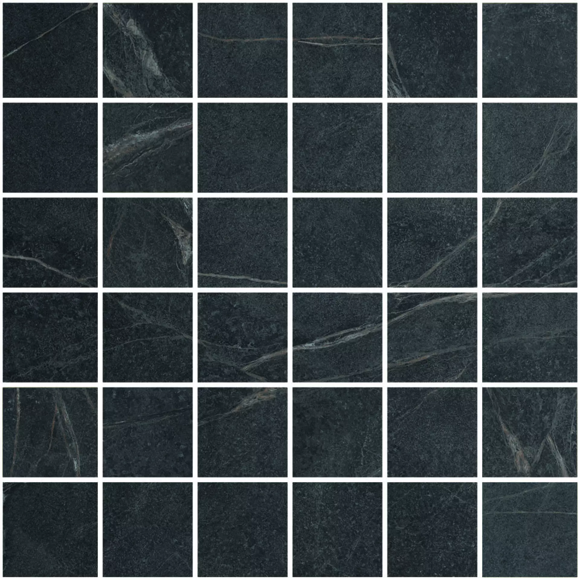Bodenfliese,Wandfliese Cercom Soap Stone Black Naturale Black 1070911 natur 30x30cm Mosaik 5X5 rektifiziert