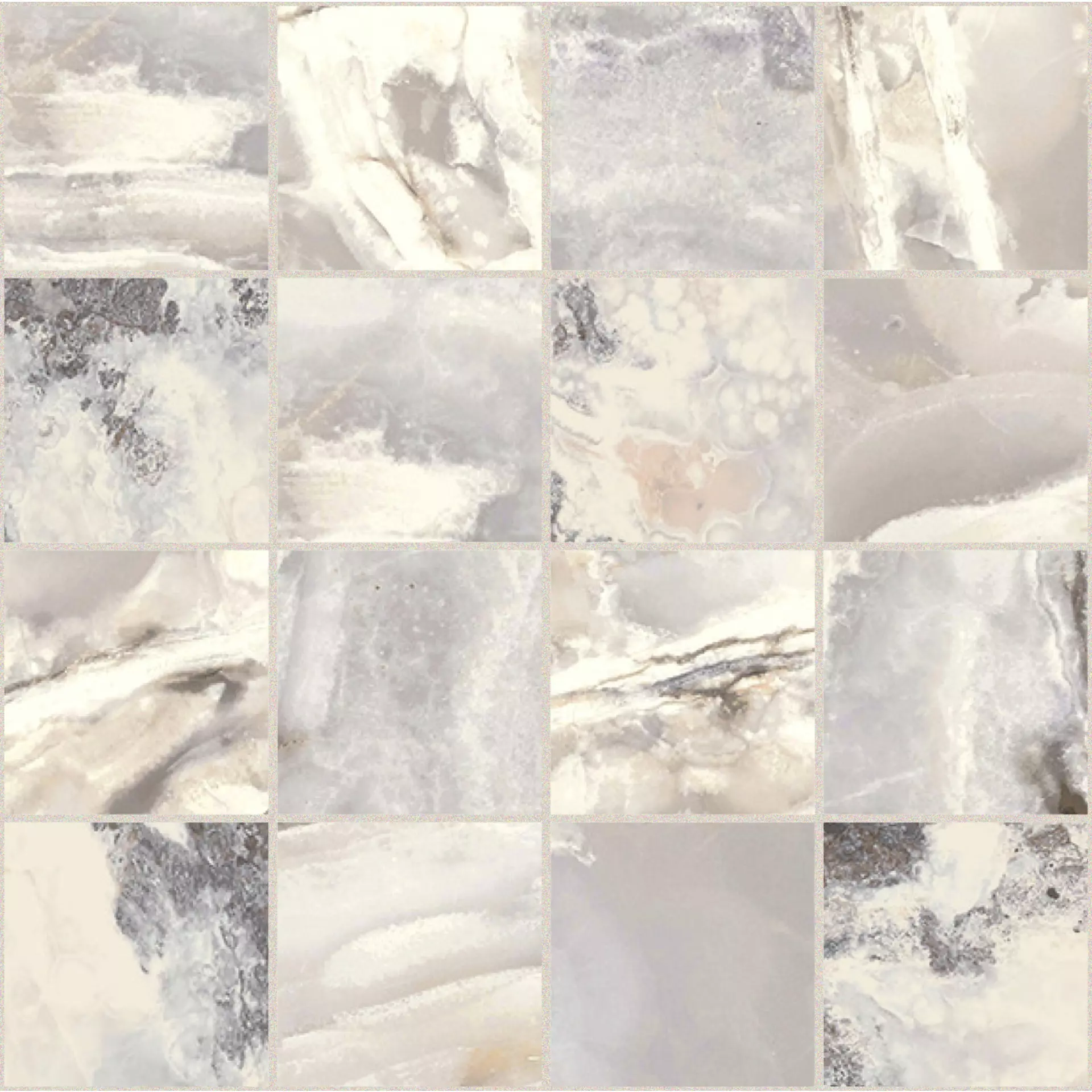 Florim Onyx & More White Blend Glossy White Blend 767780 glaenzend 30x30cm Mosaik 7,5x7,5 rektifiziert 6mm