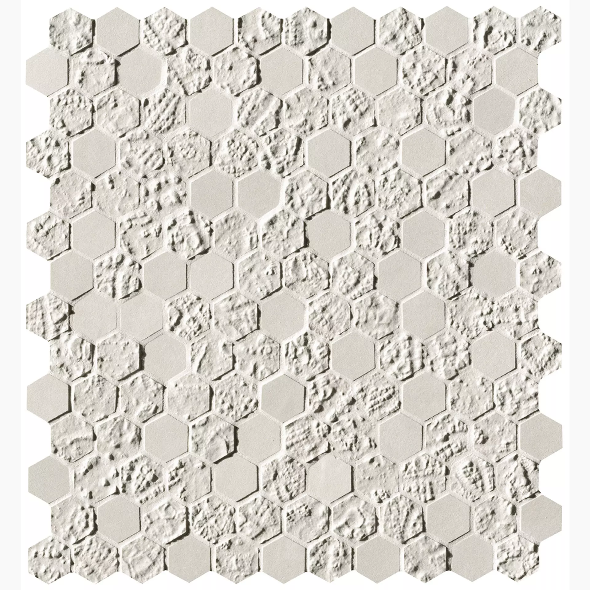 FAP Bloom White Struttura Matt White fOYW matt struktur 29,5x35cm Mosaik Hexagon Print