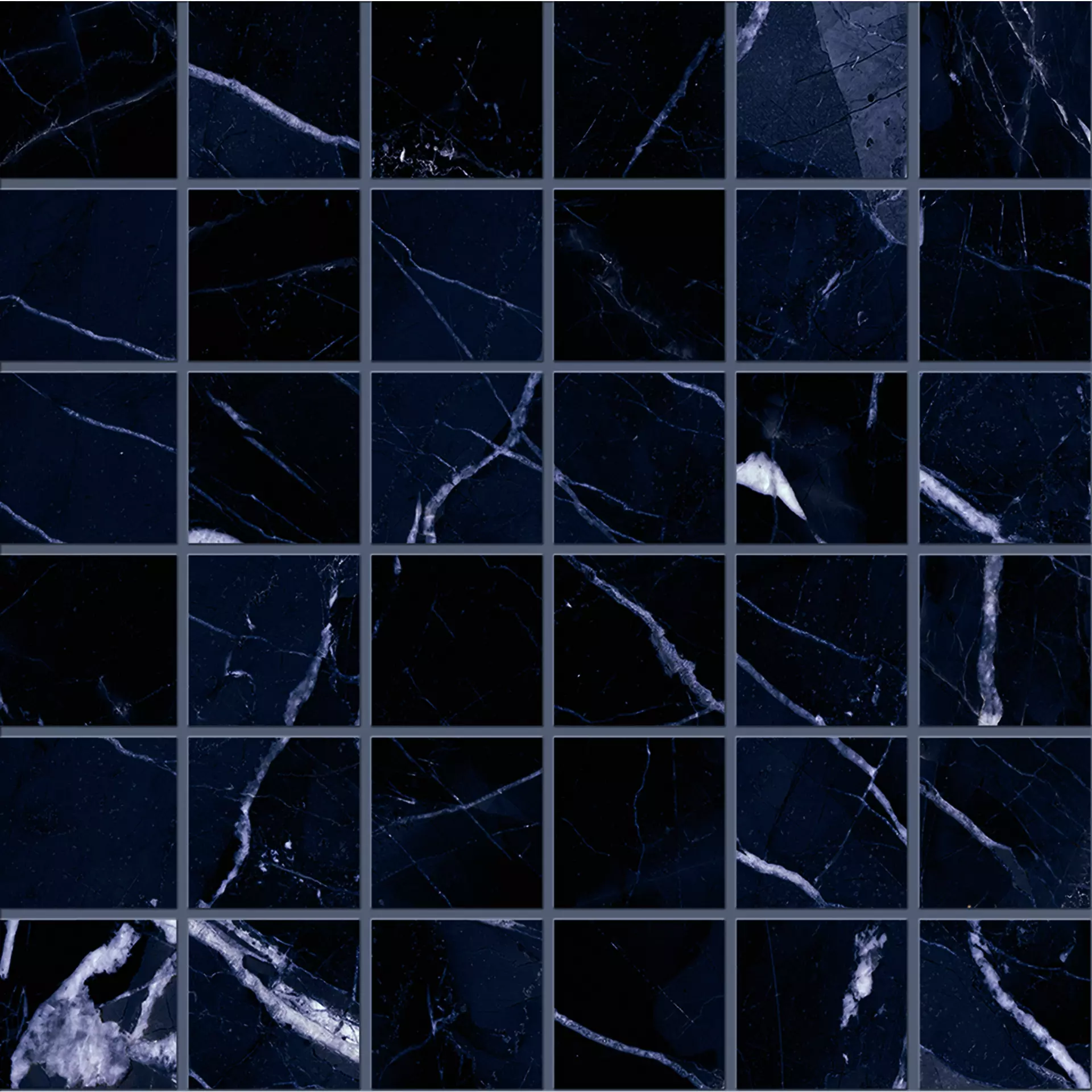 Emilceramica Tele Di Marmo Revolution Calacatta Black Naturale Mosaic 5x5 EHNY 30x30cm 9,5mm