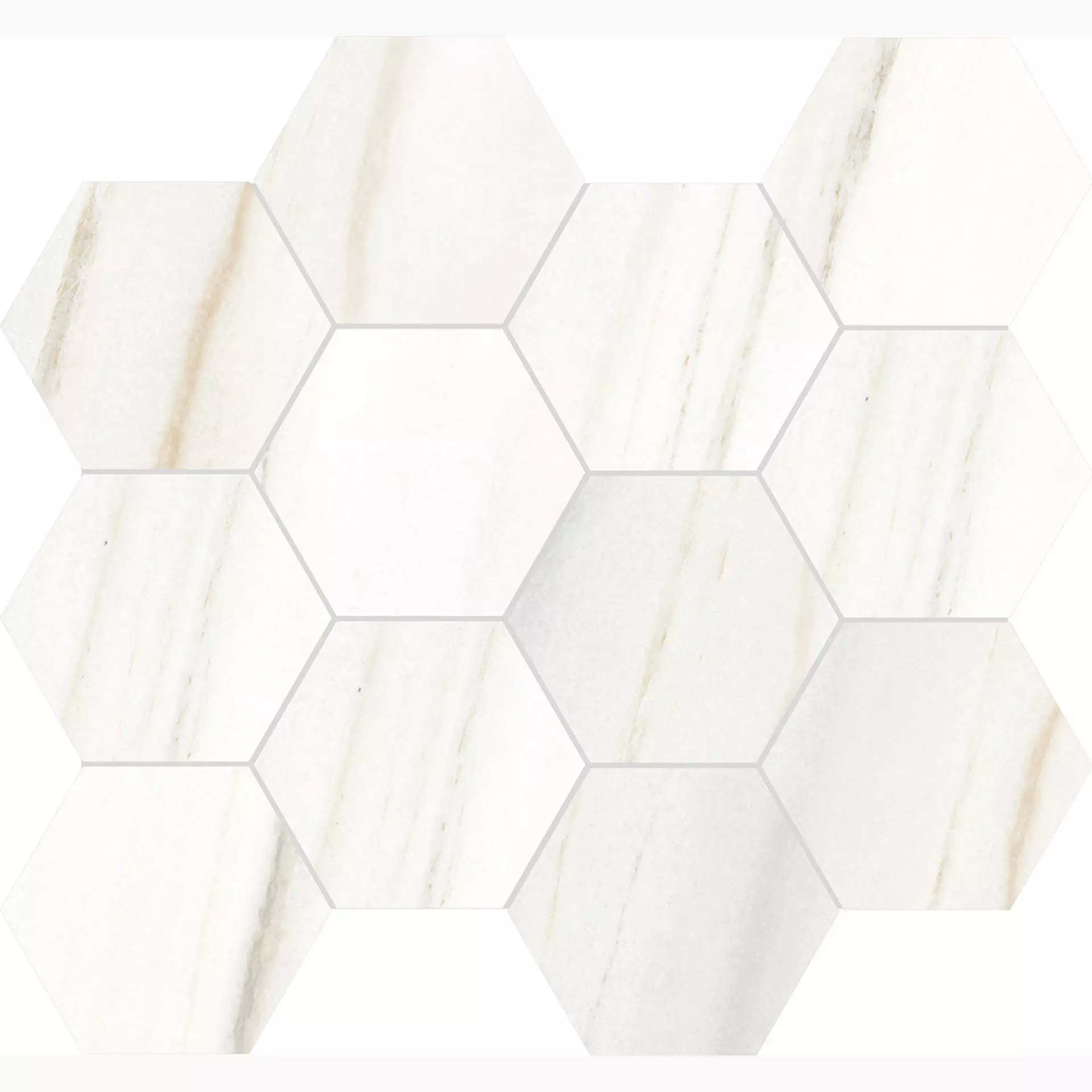 Rondine Canova Lasa White Naturale Mosaic Hexagon J88861 30,3x35cm 8,5mm