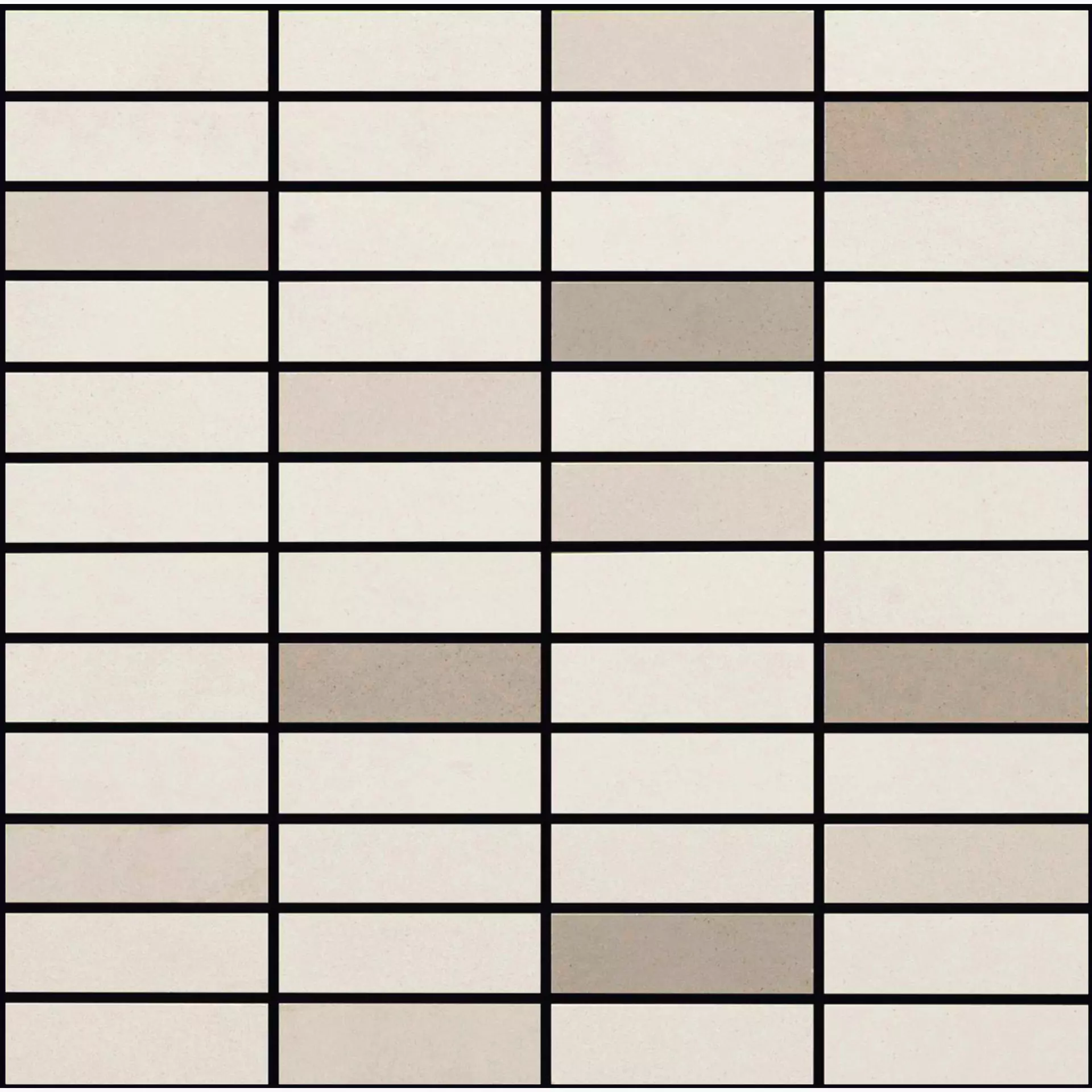 Wandfliese Marazzi Alchimia White – Fango – Greige Naturale – Matt White – Fango – Greige M3SF matt natur 30x120cm Mosaik Dégradé 7mm