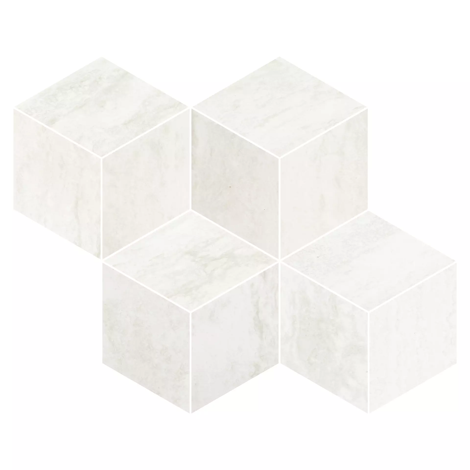 Refin Prestigio Travertino Bianco Soft Bianco OO34 soft 30,4x35,2cm Mosaik Cube rektifiziert 9mm