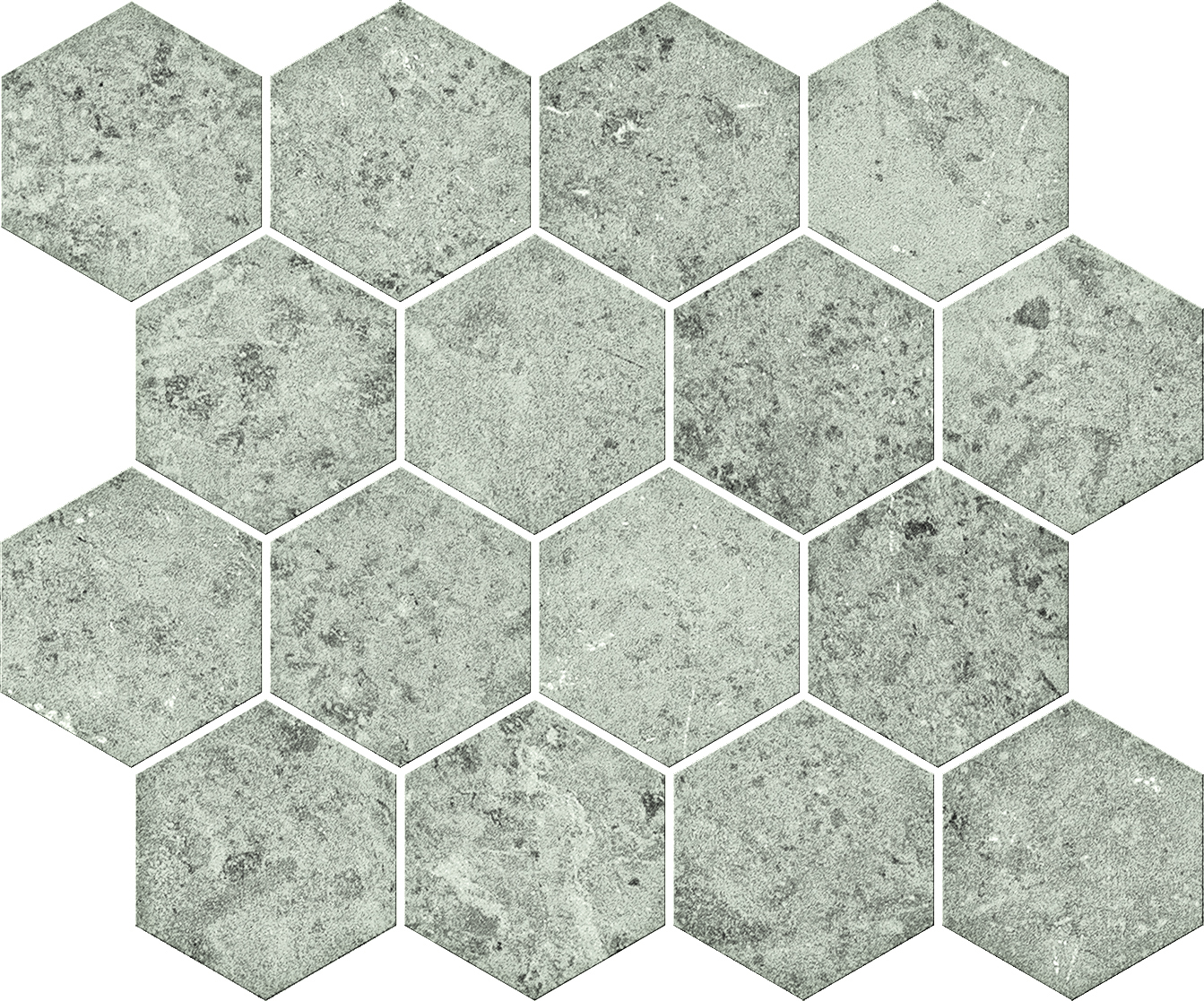 Bodenfliese Serenissima Concreta Titanio Naturale Titanio 1081888 natur 25x30cm Mosaik Hexagon rektifiziert 9,5mm