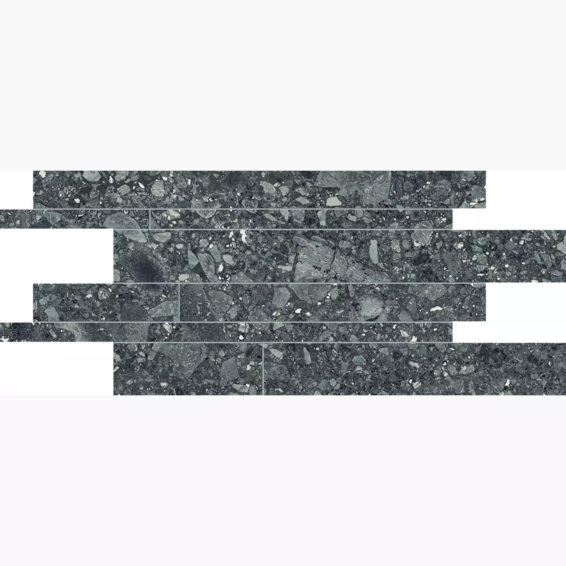 Ergon Lombarda Nero Naturale Nero EDHA natur 30x60cm Mosaik Bordüren Sfalsati 9,5mm