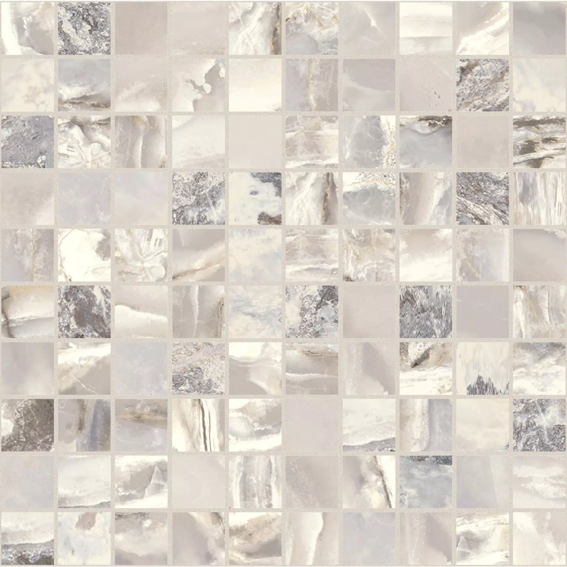 Florim Onyx & More White Blend Glossy White Blend 767759 glaenzend 30x30cm Mosaik 3x3 rektifiziert 9mm