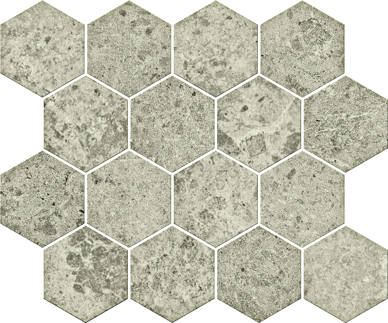 Bodenfliese Serenissima Concreta Ecru Naturale Ecru 1081887 natur 25x30cm Mosaik Hexagon rektifiziert 9,5mm