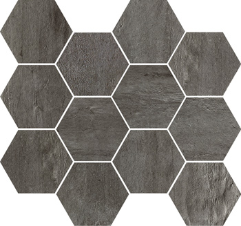 Imola Creative Concrete Grigio Scuro Natural Strutturato Matt Grigio Scuro 139937 matt natur strukturiert 25x30cm Mosaik Hexagon rektifiziert 10mm