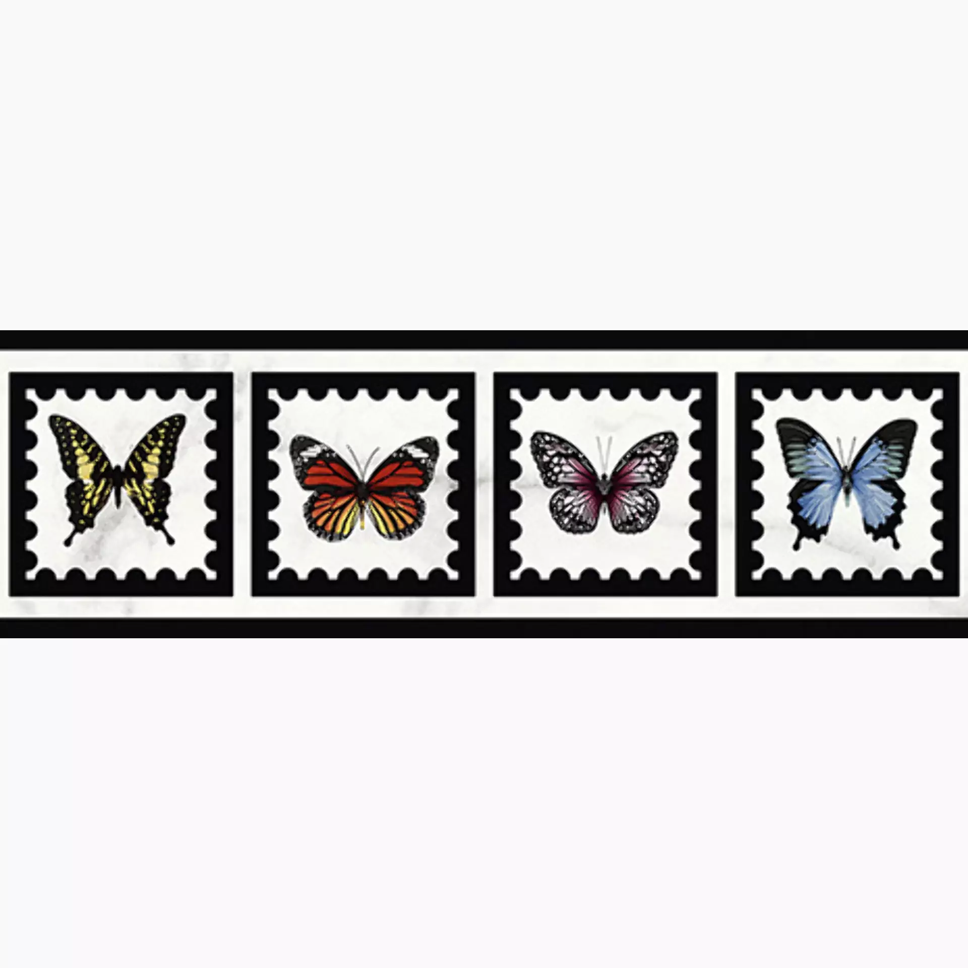 Villeroy & Boch Victorian White Glossy Border Butterfly 1427-MKB2 12,5x40cm rectified 10mm