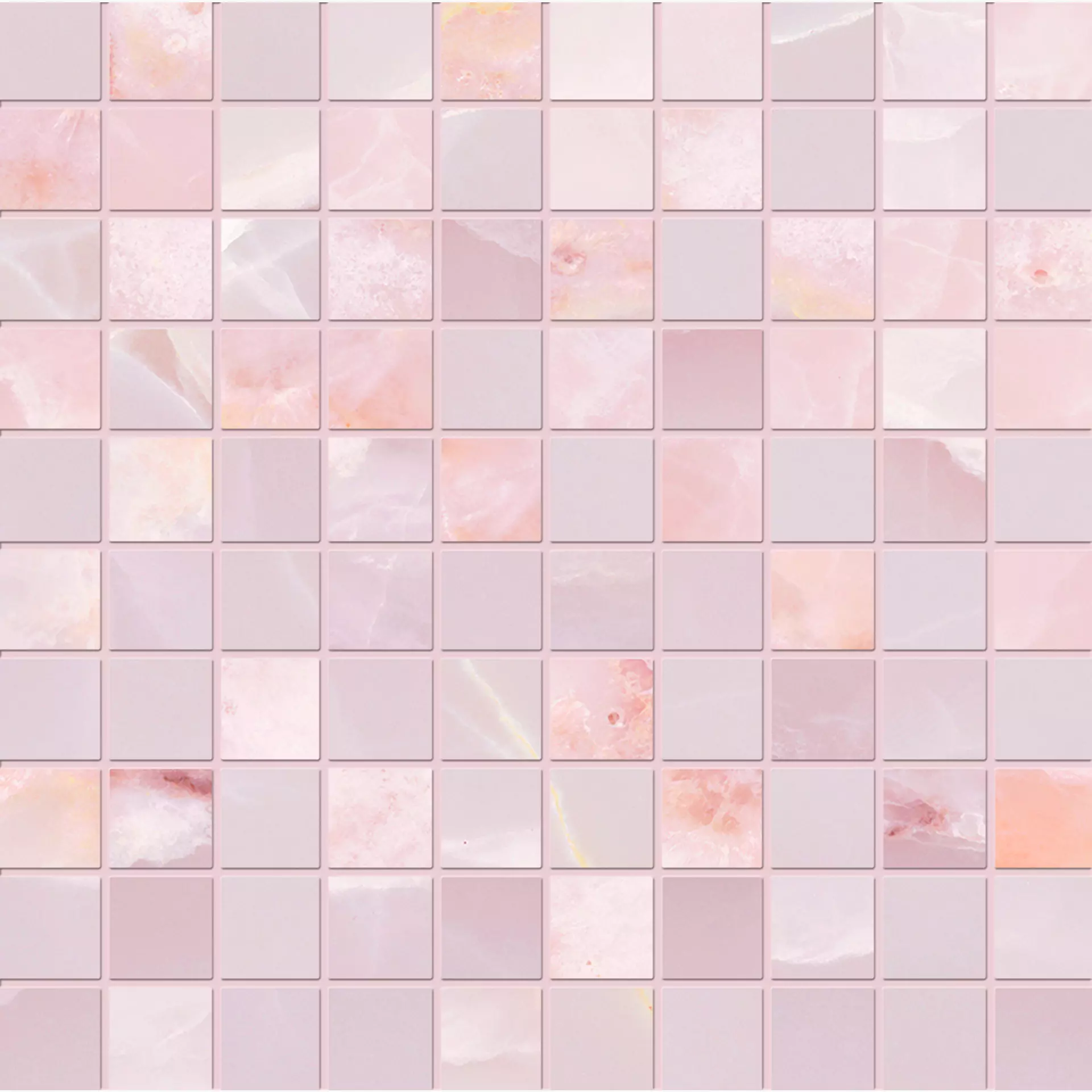 Emilceramica Tele Di Marmo Onyx Pink Silktech Mosaic 3x3 EKZ5 30x30cm 9,5mm