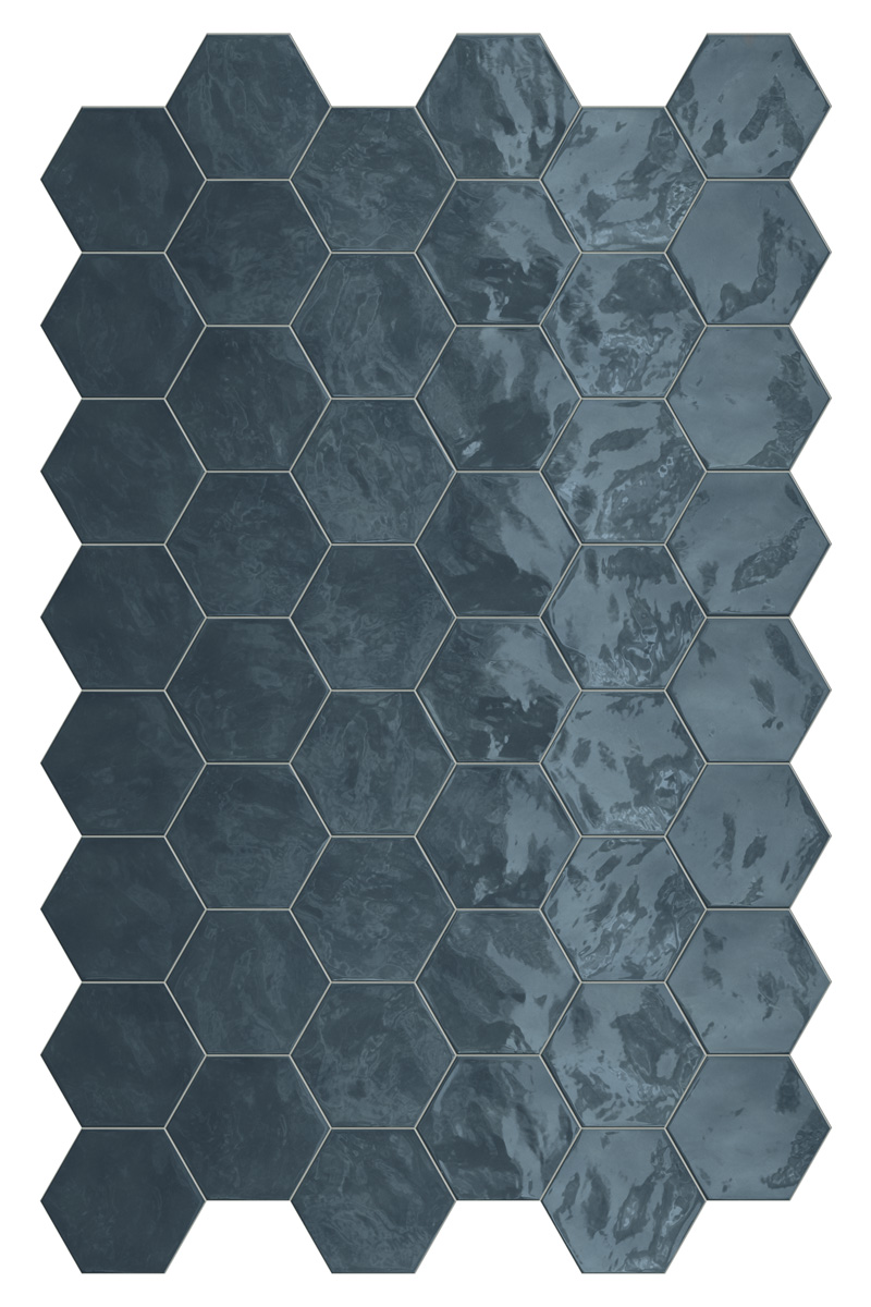 Wandfliese Terratinta Hexa Ocean Wave Glossy Ocean Wave TTHXW08G glaenzend 15x17,3cm Hexagon 10mm