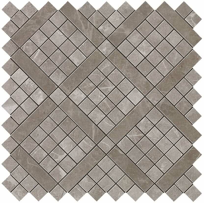 Atlasconcorde Marvel Pro Grey Fleury Lucido Mosaik Diagonal 9MVD 30,5x30,5cm rektifiziert
