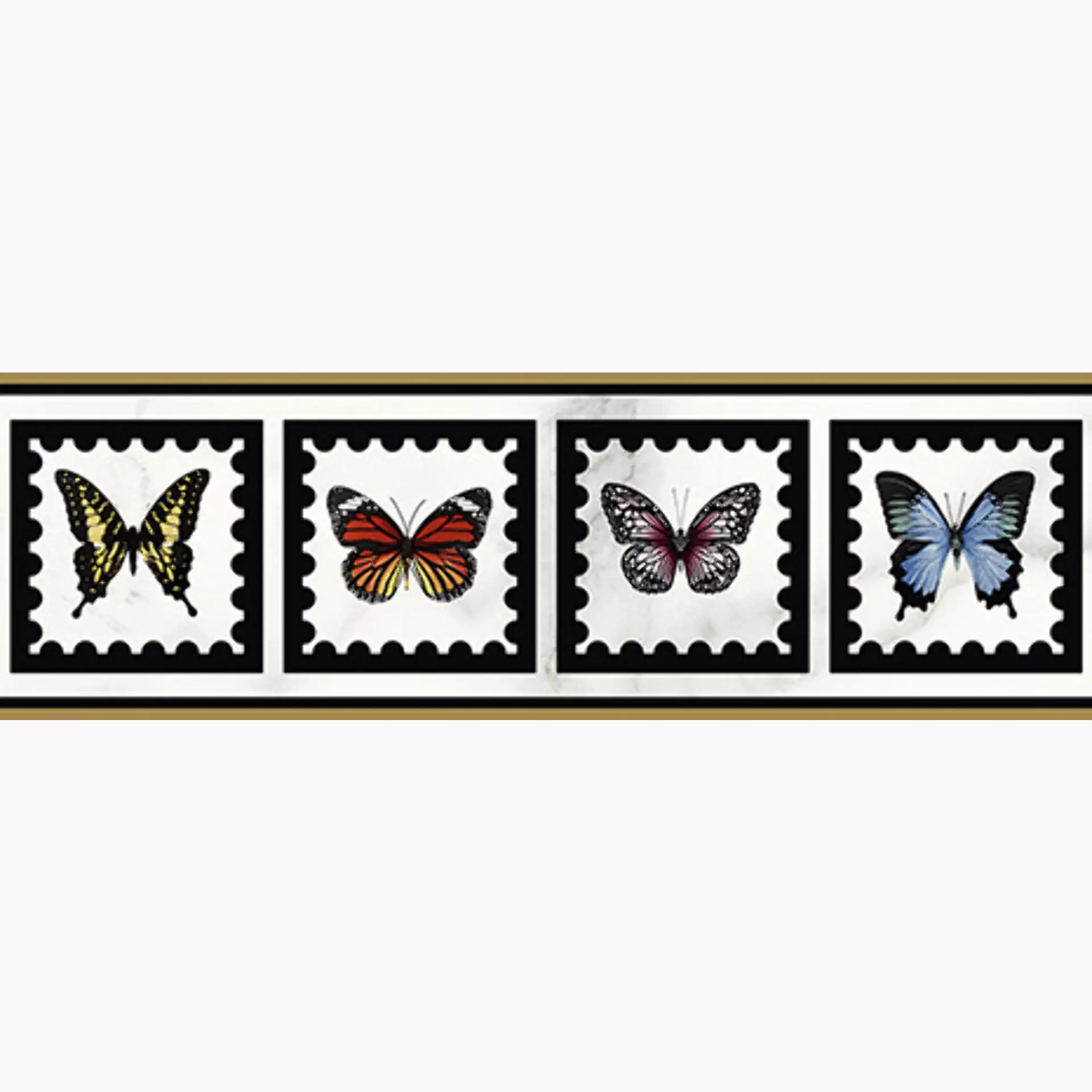 Villeroy & Boch Victorian Gold Glossy Border Butterfly 1427-MKB1 12,5x40cm rectified 10mm