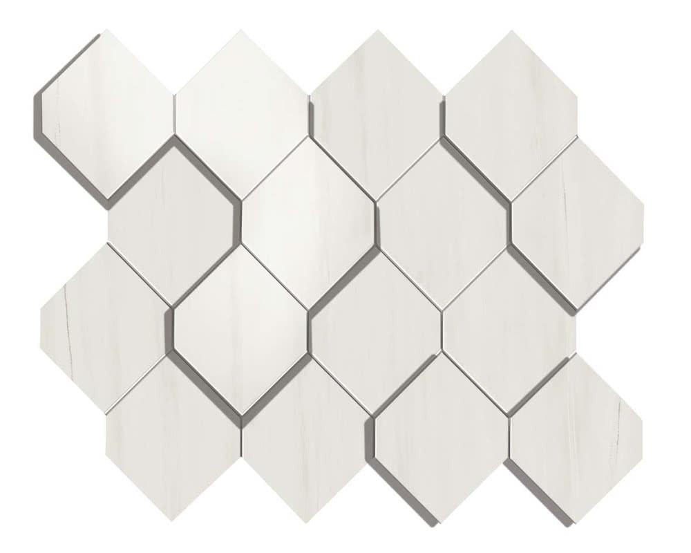 Atlasconcorde Marvel Stone Bianco Dolomite Lappato Mosaik Esagone 3D AS36 28,2x35,3cm rektifiziert