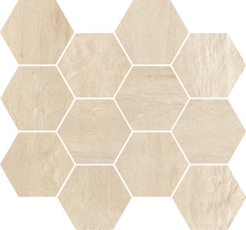 Imola Creative Concrete Beige Natural Strutturato Matt Beige 139936 matt natur strukturiert 25x30cm Mosaik Hexagon rektifiziert 10mm