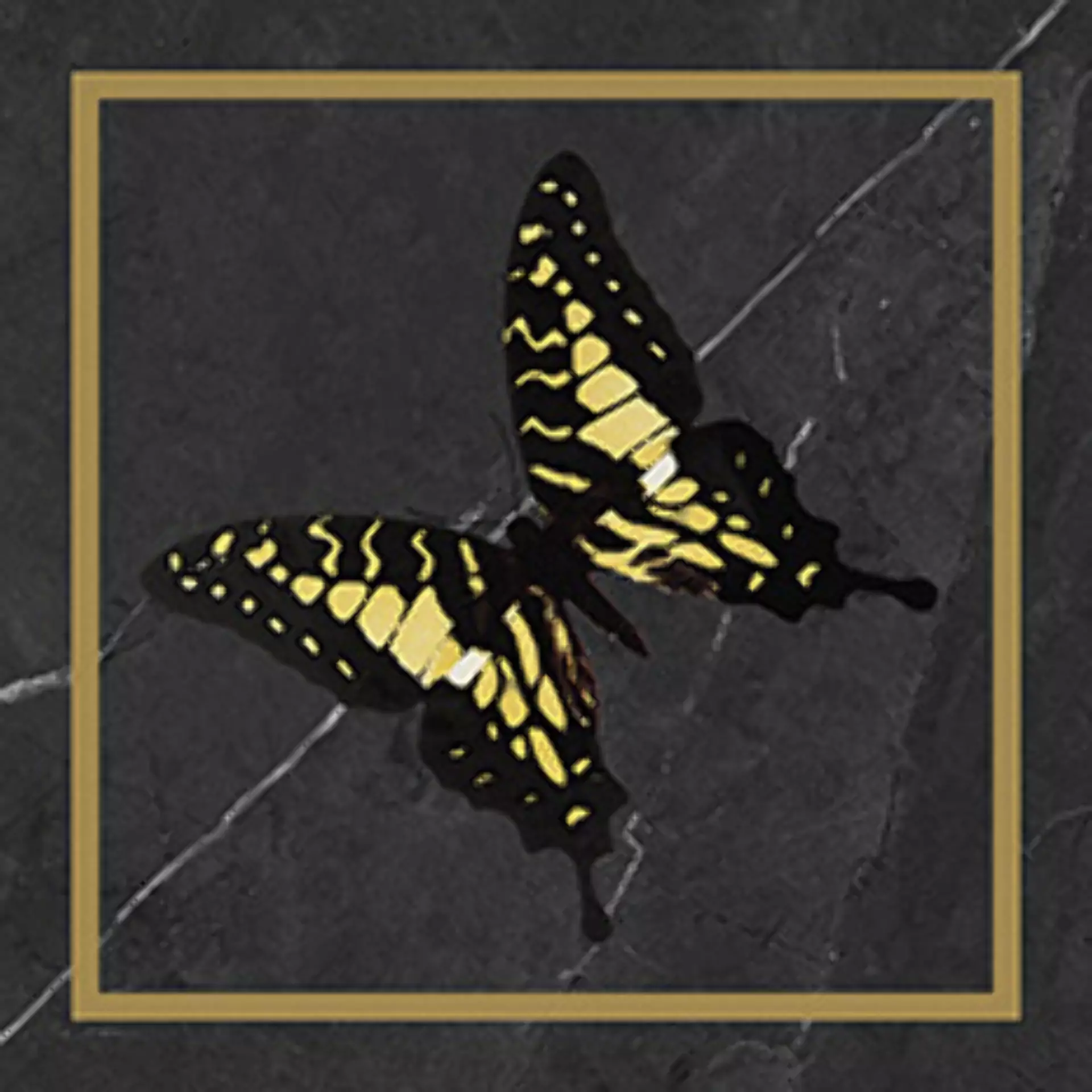 Wandfliese Villeroy & Boch Victorian Black - Gold Glossy Black - Gold 1222-MK9F glaenzend 20x20cm Dekor Butterfly 45 rektifiziert 10mm