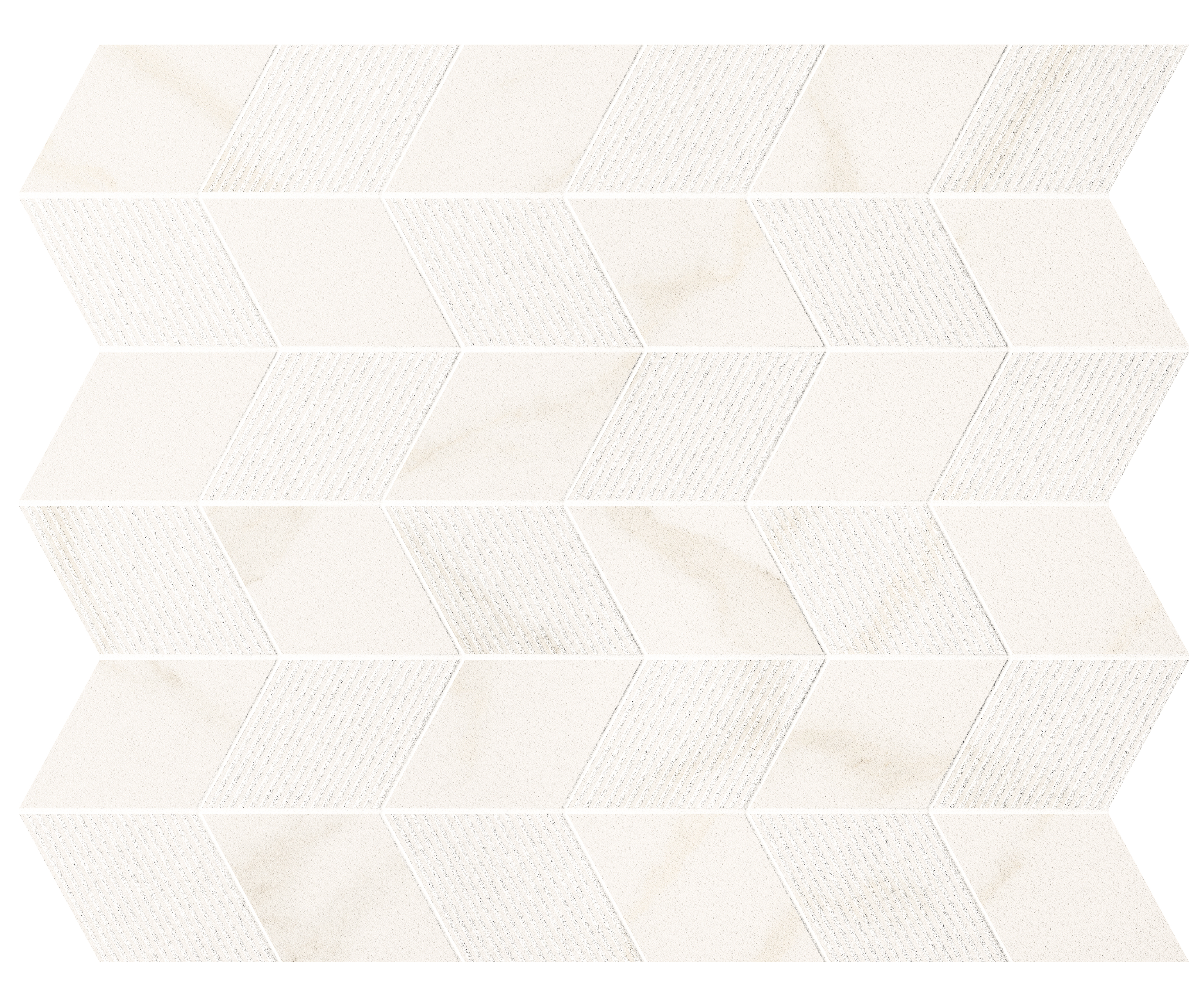 Panaria Trilogy Calacatta White Antibacterial - Soft Mosaic Freccia PGZTYE0 30x33cm rectified 9,5mm