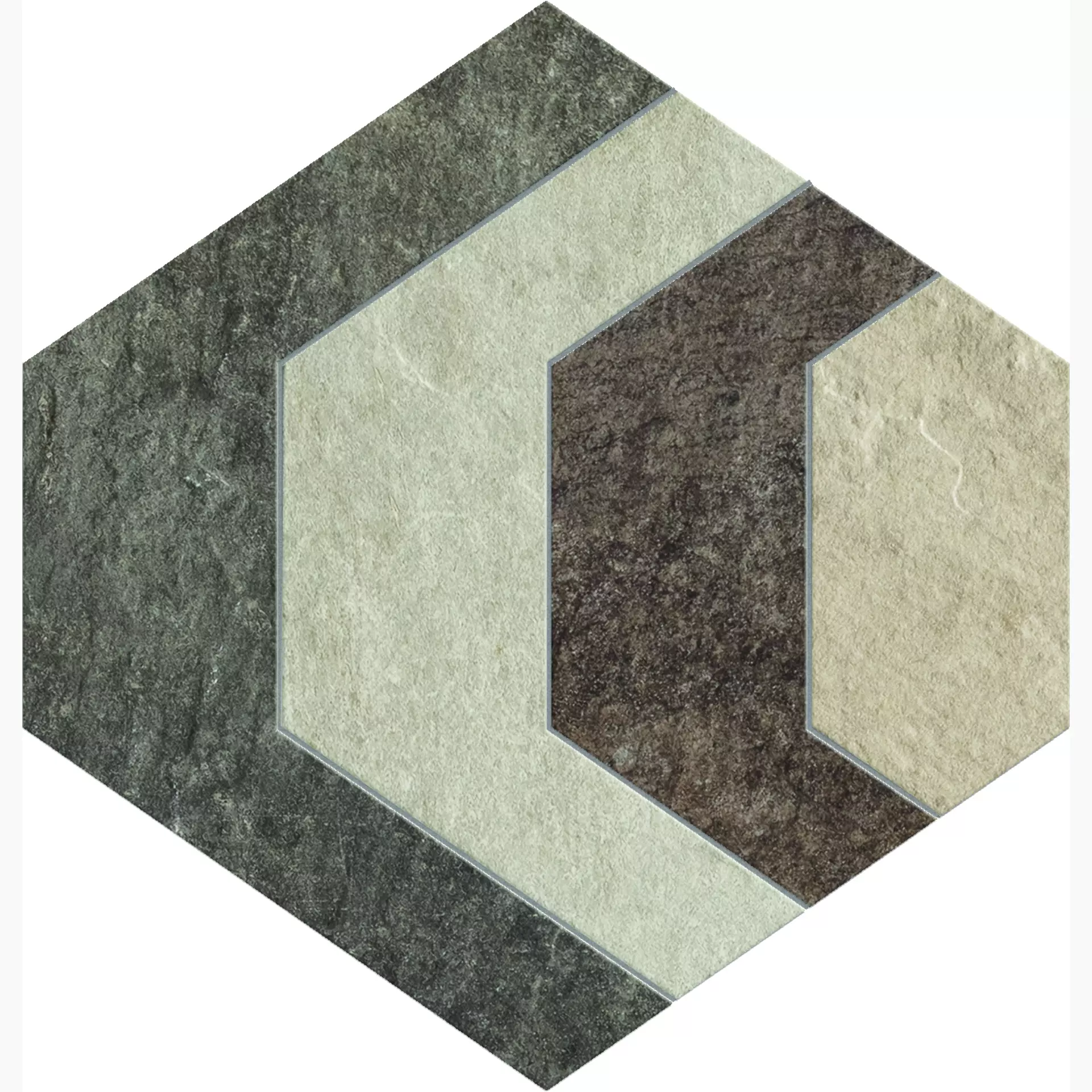 Bodenfliese,Wandfliese Cercom Absolute Mix Naturale Mix 1077479 natur 28,7x29,9cm Mosaik Hexagon rektifiziert