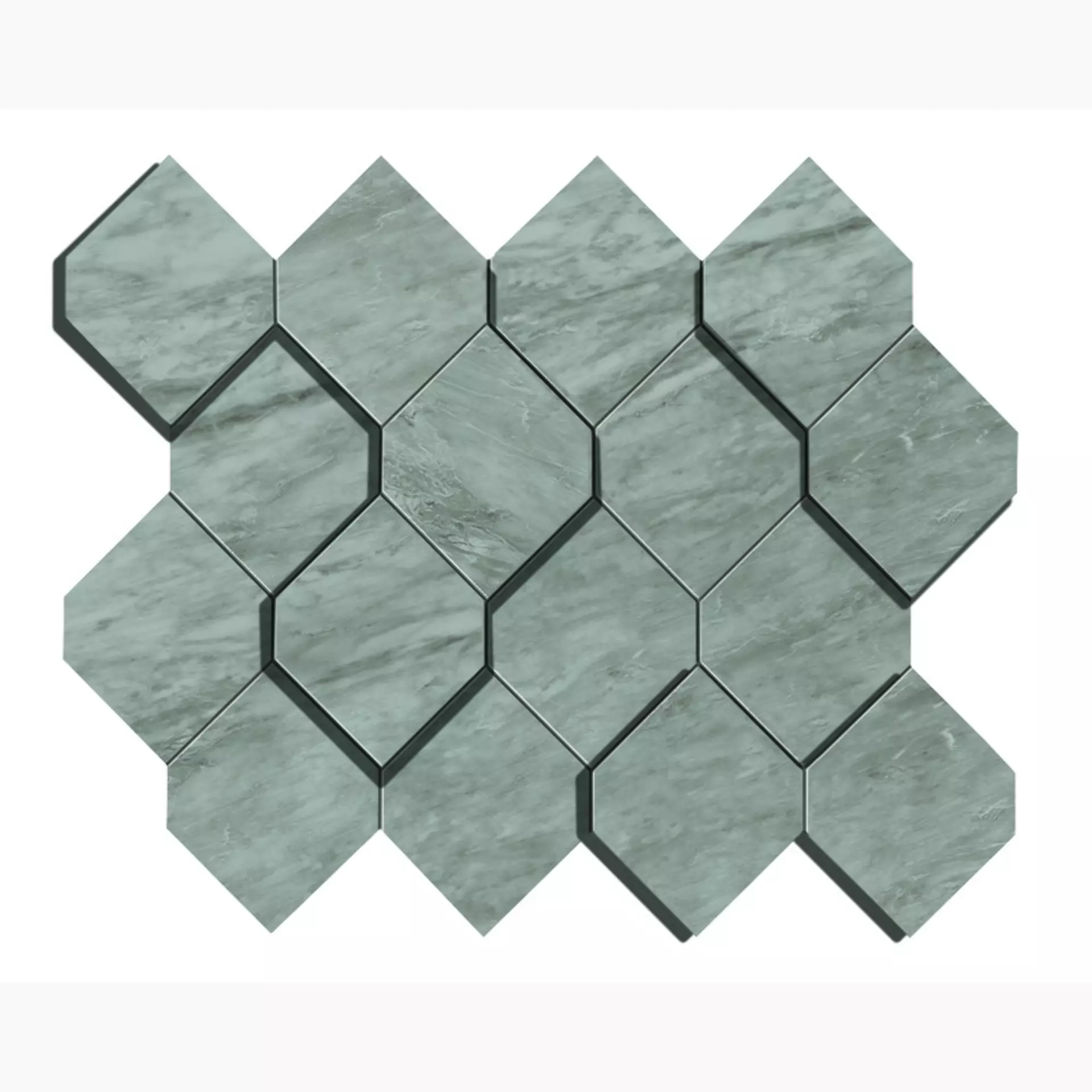 Atlasconcorde Marvel Stone Bardiglio Grey Lappato Bardiglio Grey AS39 gelaeppt 28,2x35,3cm Mosaik Hexagon 3D rektifiziert