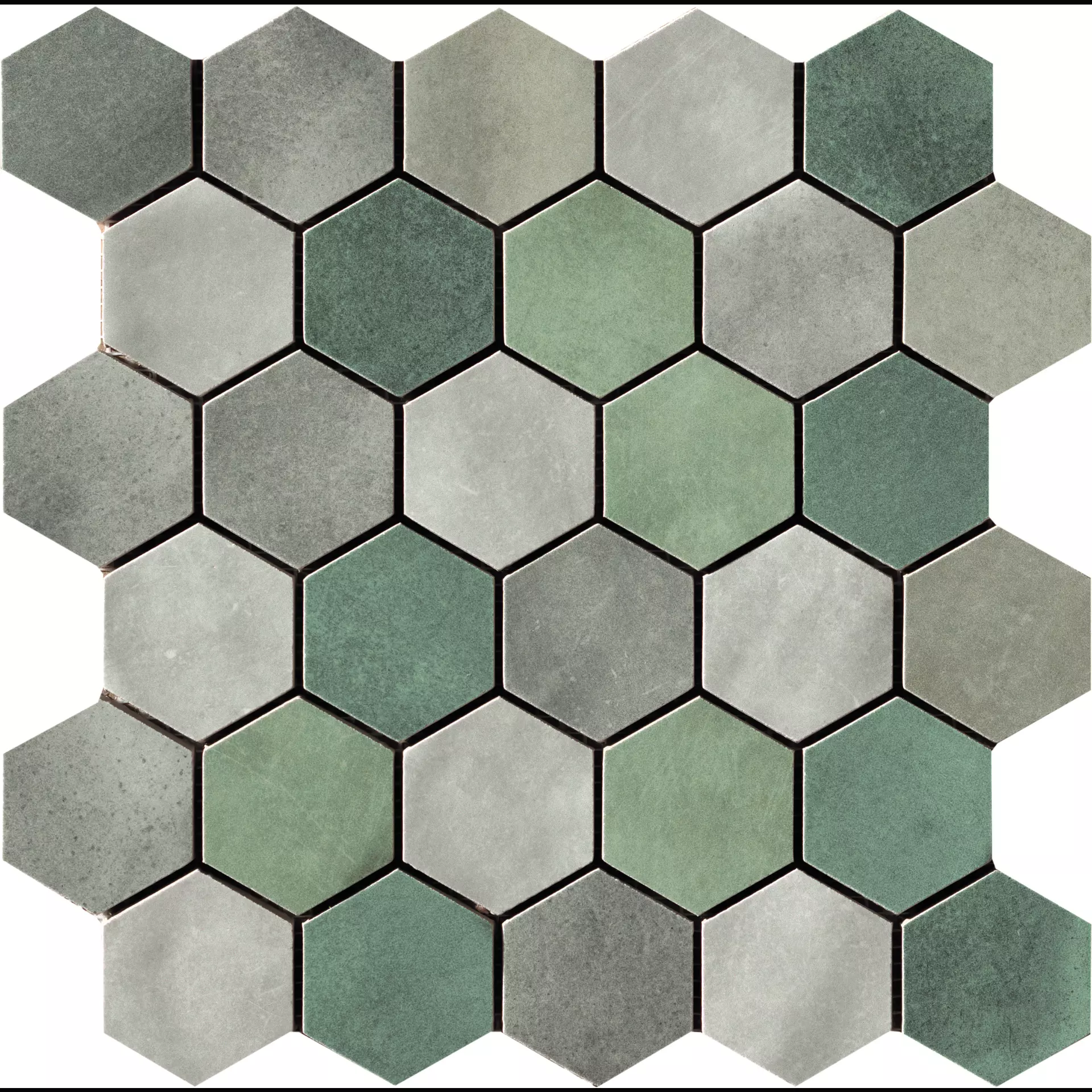 CIR Materia Prima Hunter Green Naturale Mosaik Hexagon Mix 1069920 27x27cm